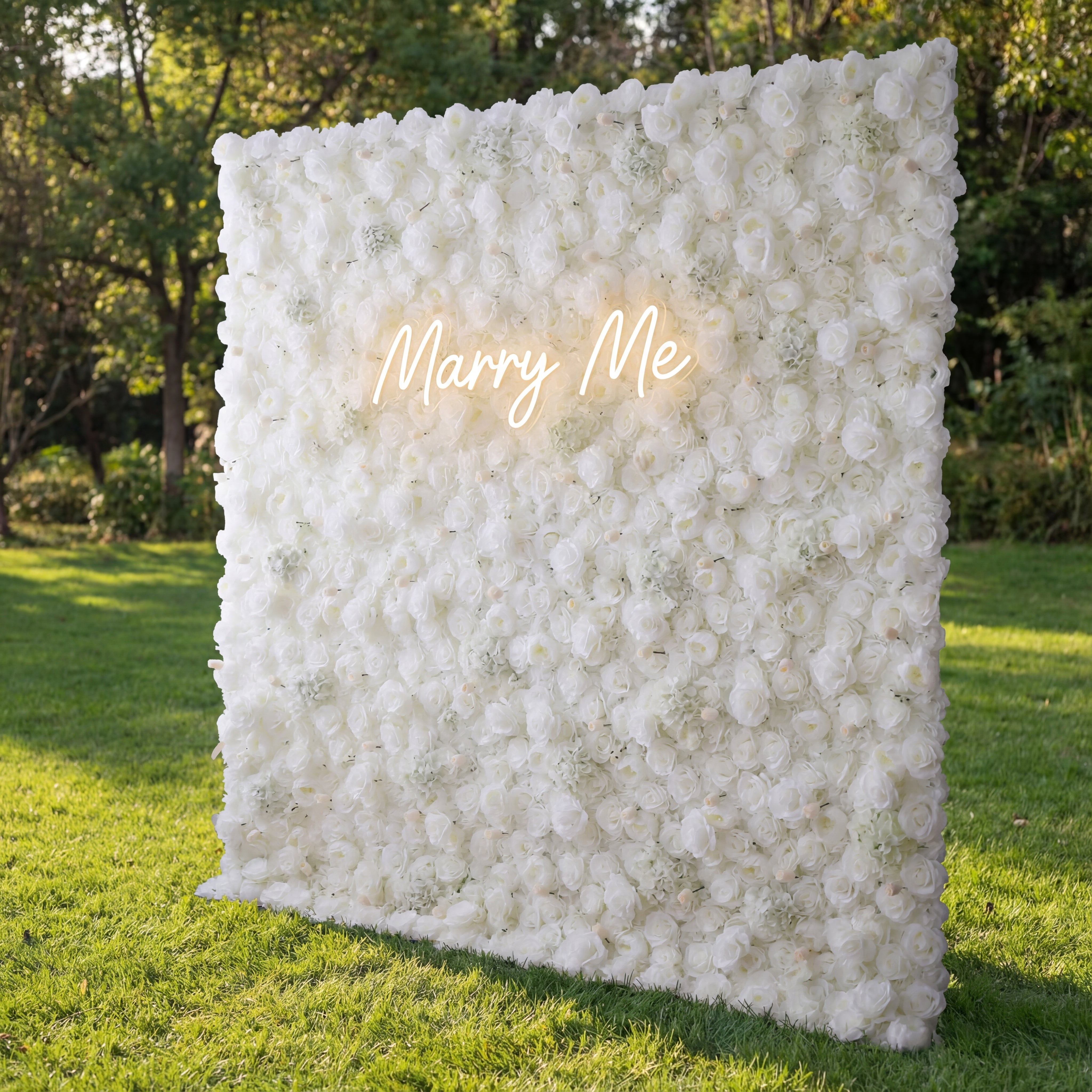 Valar Flower Roll Up Fabric Artificial Pure White Flower Wall Wedding Backdrop, Floral Party Decor, Event Photography-VF-052-3