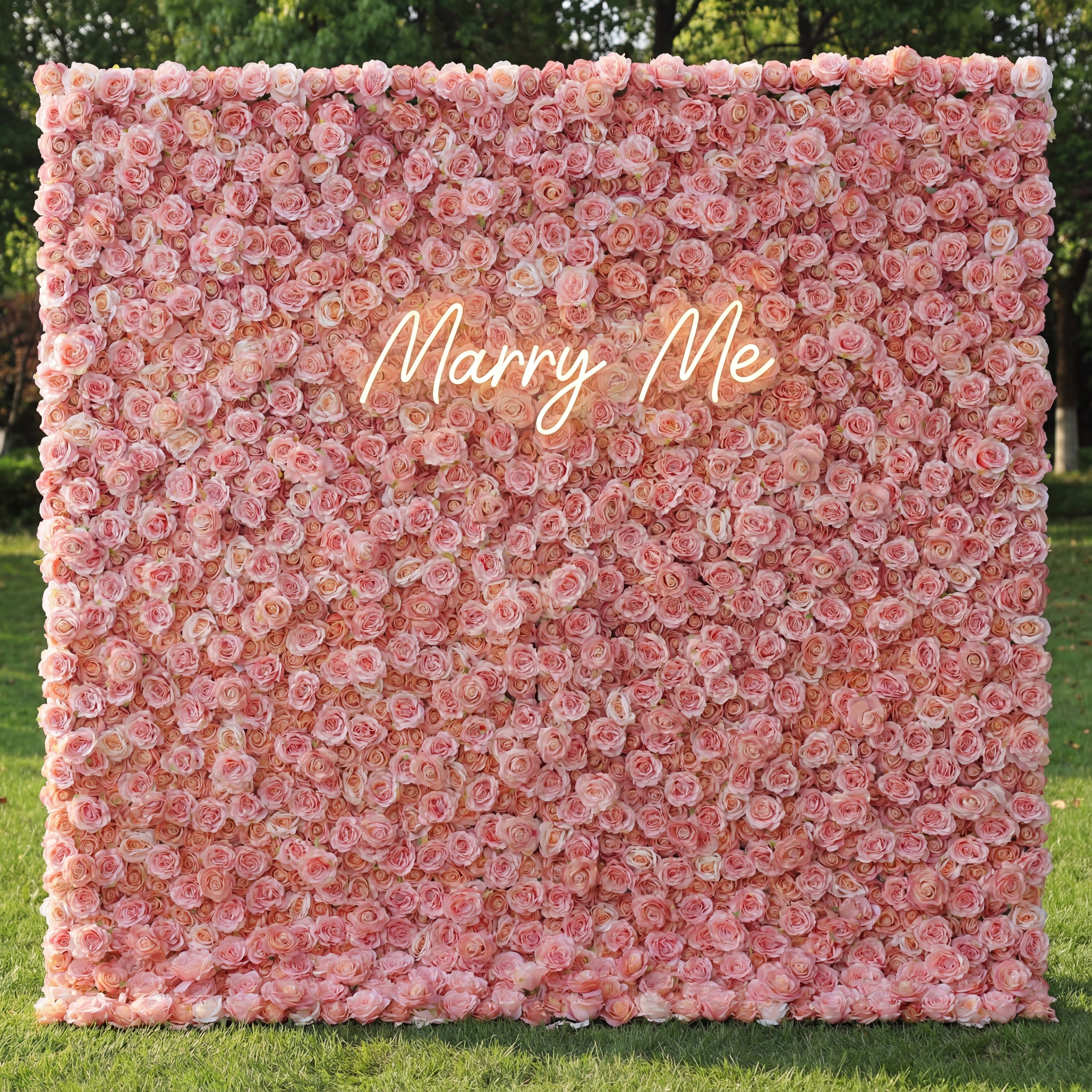 Valar Flowers Roll Up Fabric Artificial Turkish Rose and Oriental Pink Flower Wall Wedding Backdrop, Floral Party Decor, Event Photography-VF-054-2