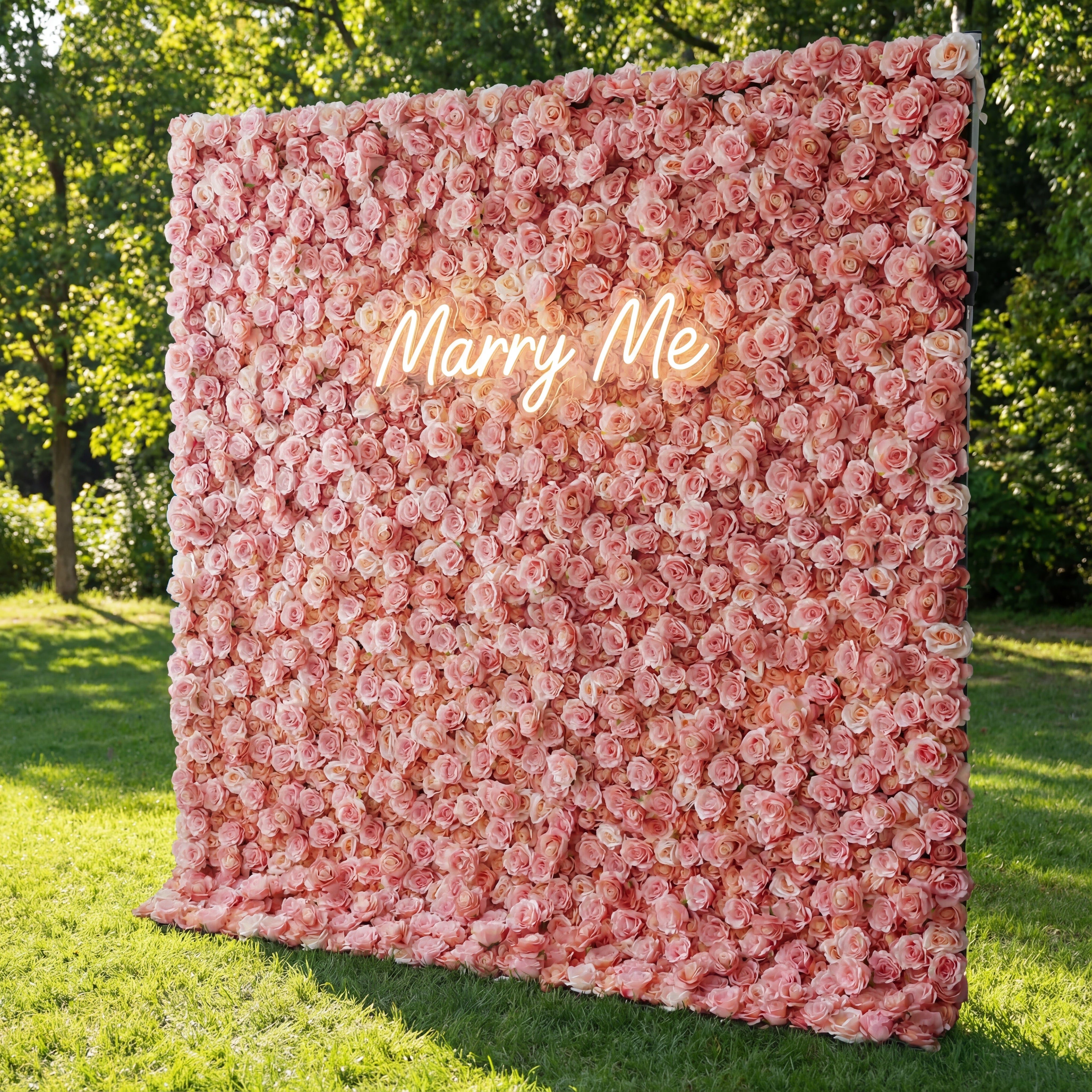 Valar Flowers Roll Up Fabric Artificial Turkish Rose and Oriental Pink Flower Wall Wedding Backdrop, Floral Party Decor, Event Photography-VF-054-2