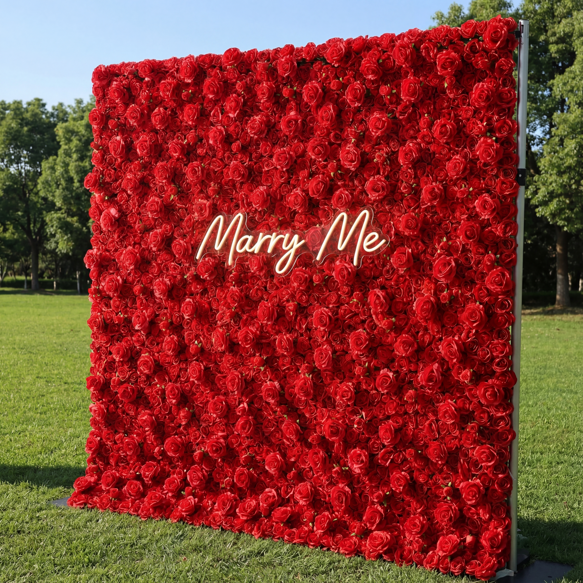 Valar Flowers Roll Up Fabric Artificial Lipstick Red Flower Wall Wedding Backdrop, Floral Party Decor, Event Photography-VF-059