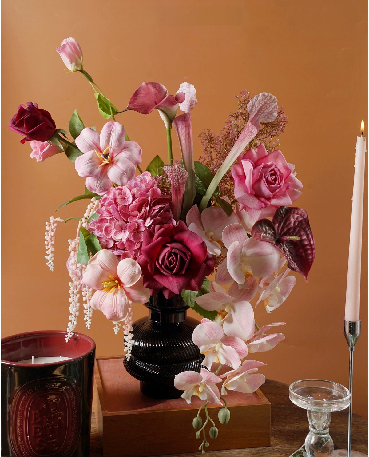 Elegantes Blumenstrauß-Arrangement mit Herbstmotiv | Luxuriöse Kunstblumen für Hochzeiten und Inneneinrichtung VB-113 (ohne Vase)