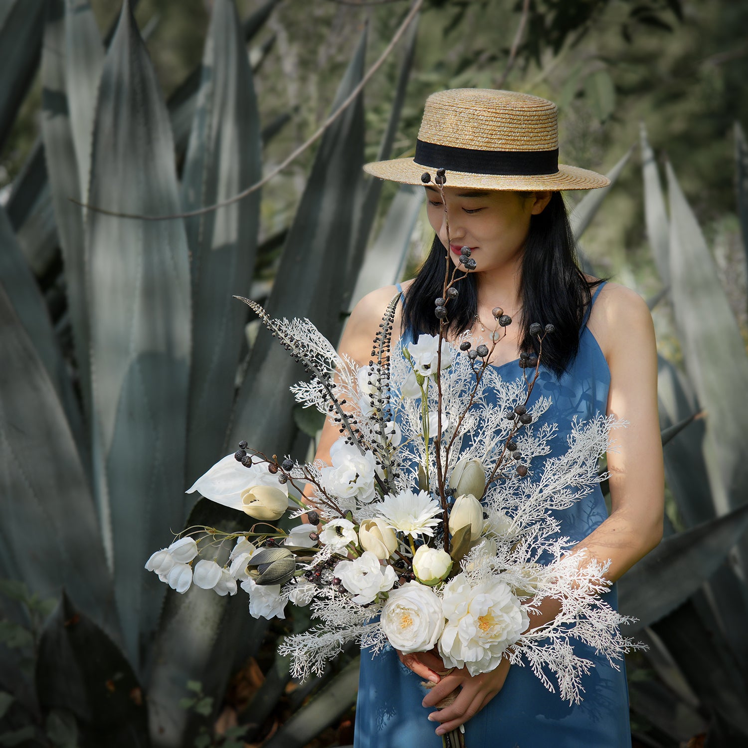 Elegant Faux Flower Bouquet | Luxurious Floral Arrangement for Wedding, Home, and Boho Décor VB-106 (Without Vase)