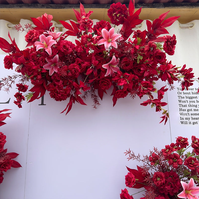 Valar Flower Bold Red Phalaenopsis Aisle Floral Runner — Artificial Wedding & Engagement Pathway Decor WF-110