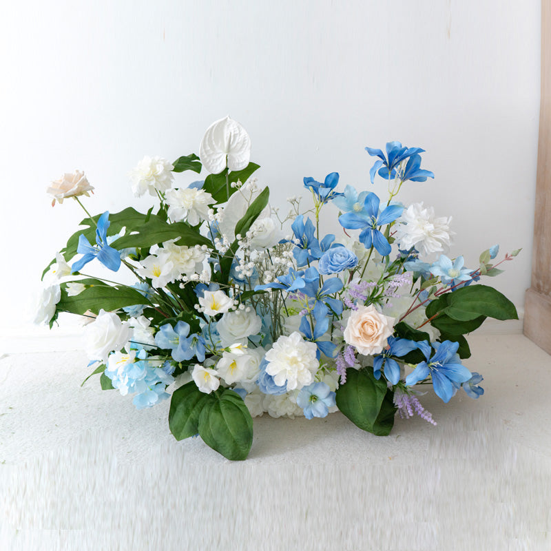 Elegant Blue and White Floral Wedding Arch, Artificial Flower Arrangement, Ceremony Backdrop & Event Decor FA-211