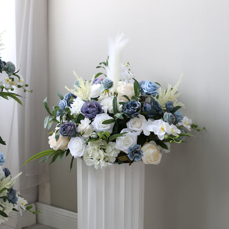 Dusty blue and White Floral Centerpieces, Artificial Flower Arrangements, Wedding Table Decor & Event Display FB-101