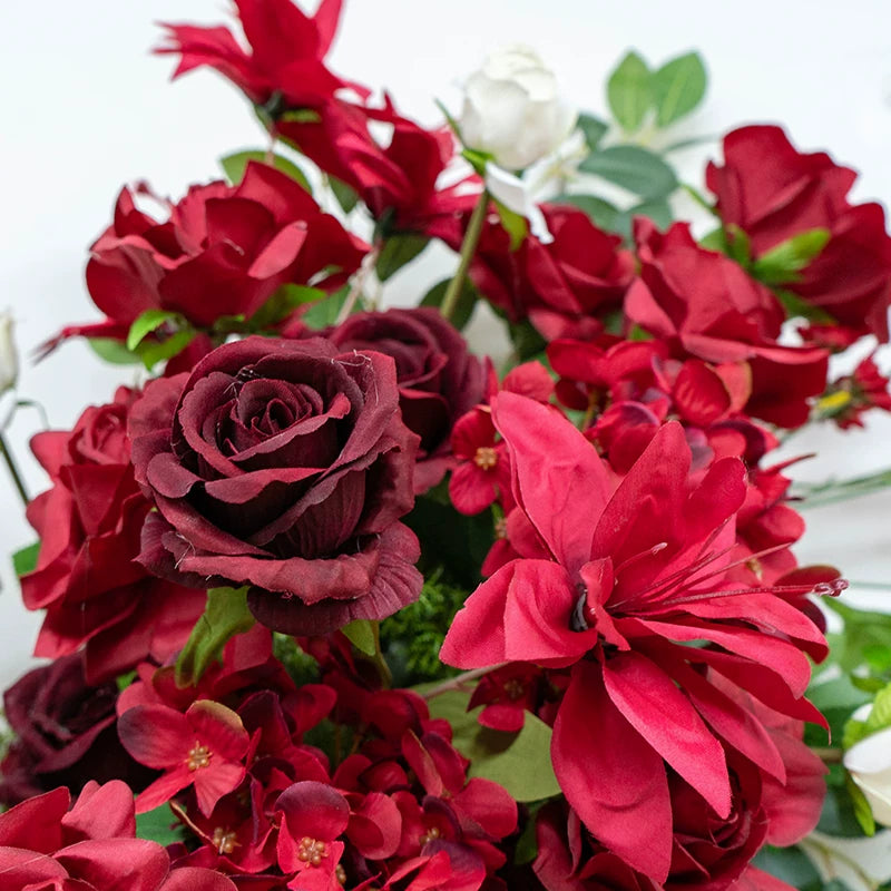 ValarFlower Burgundy Red Wedding Flowers, Artificial Floral Arrangement Set for Ceremony Decor FA-380