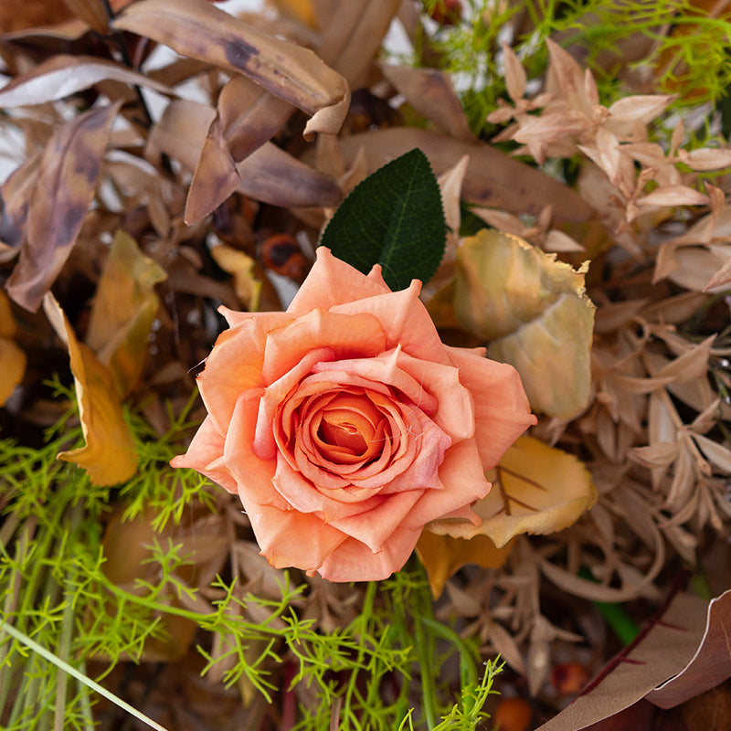 Pfirsich-weißes Kunstblumenarrangement – ​​Romantisches Event-Tisch- und Schild-Styling-Set FA-263
