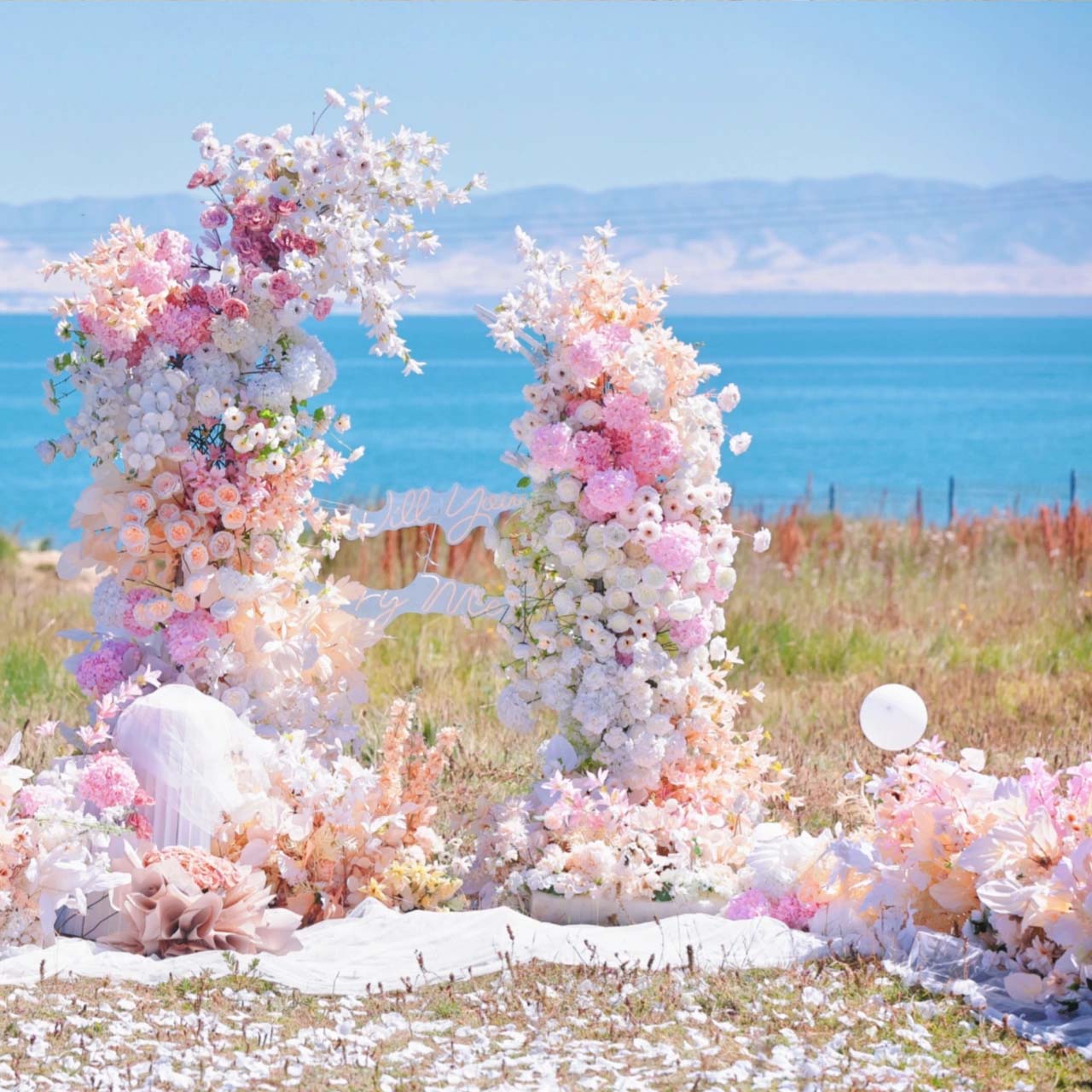 6x7 ft Elegant Artificial Flower Archway - Wedding & Party Backdrop Decorations | Floral Display for Boho/Rustic Events and Ceremonies