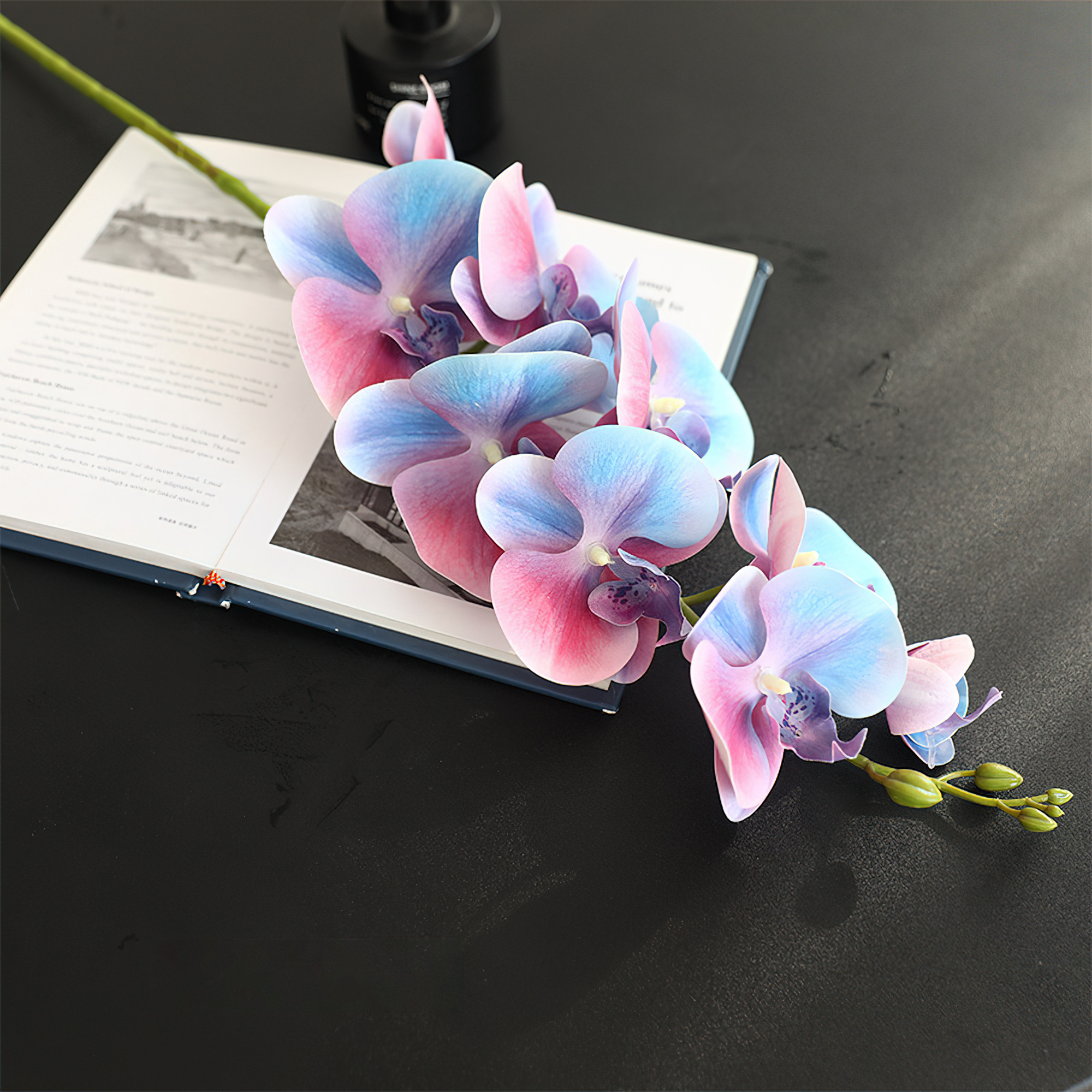 ValarFlower Personalized 3D Printed Multicolor Orchids, 9-Heads Phalaenopsis Arrangement for Wedding and Home Decor Accent Gifts