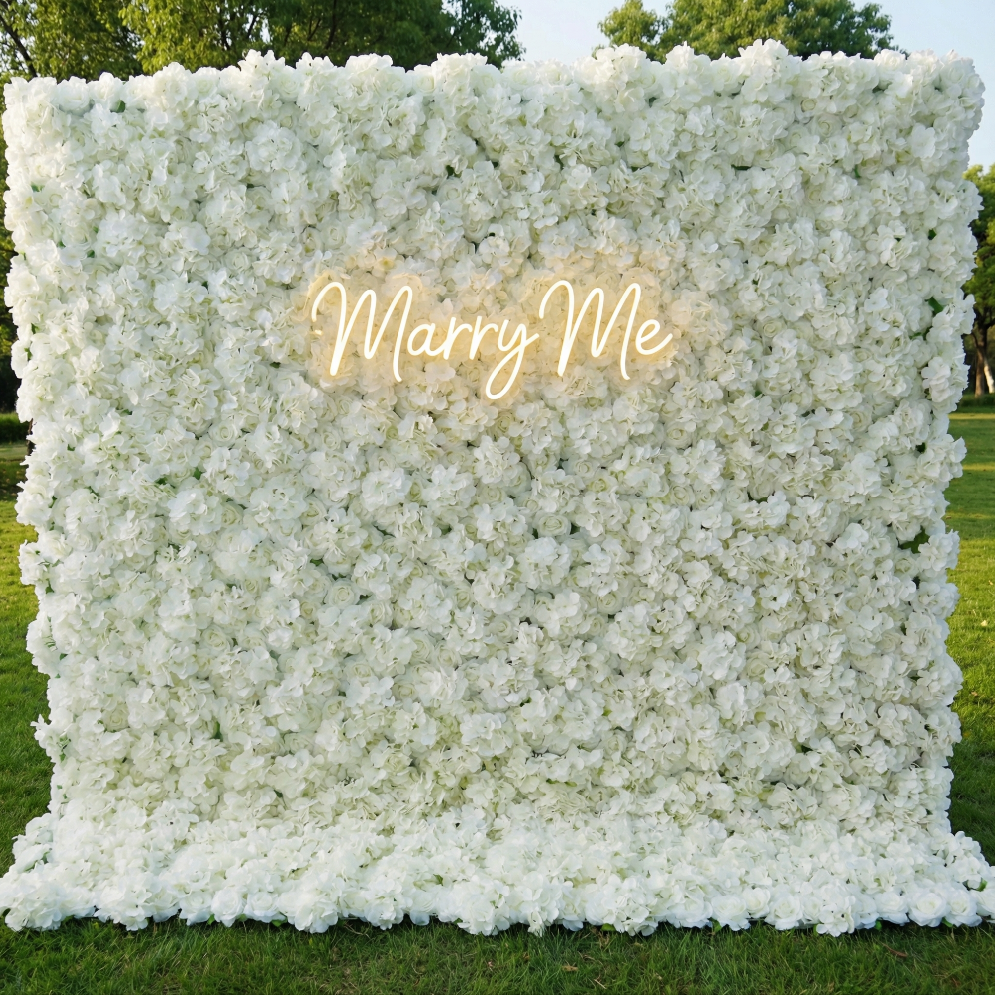 Valar Flowers Roll Up Fabric Artificial Lemon Green and White Flower Wall Wedding Backdrop, Floral Party Decor, Event Photography-VF-063