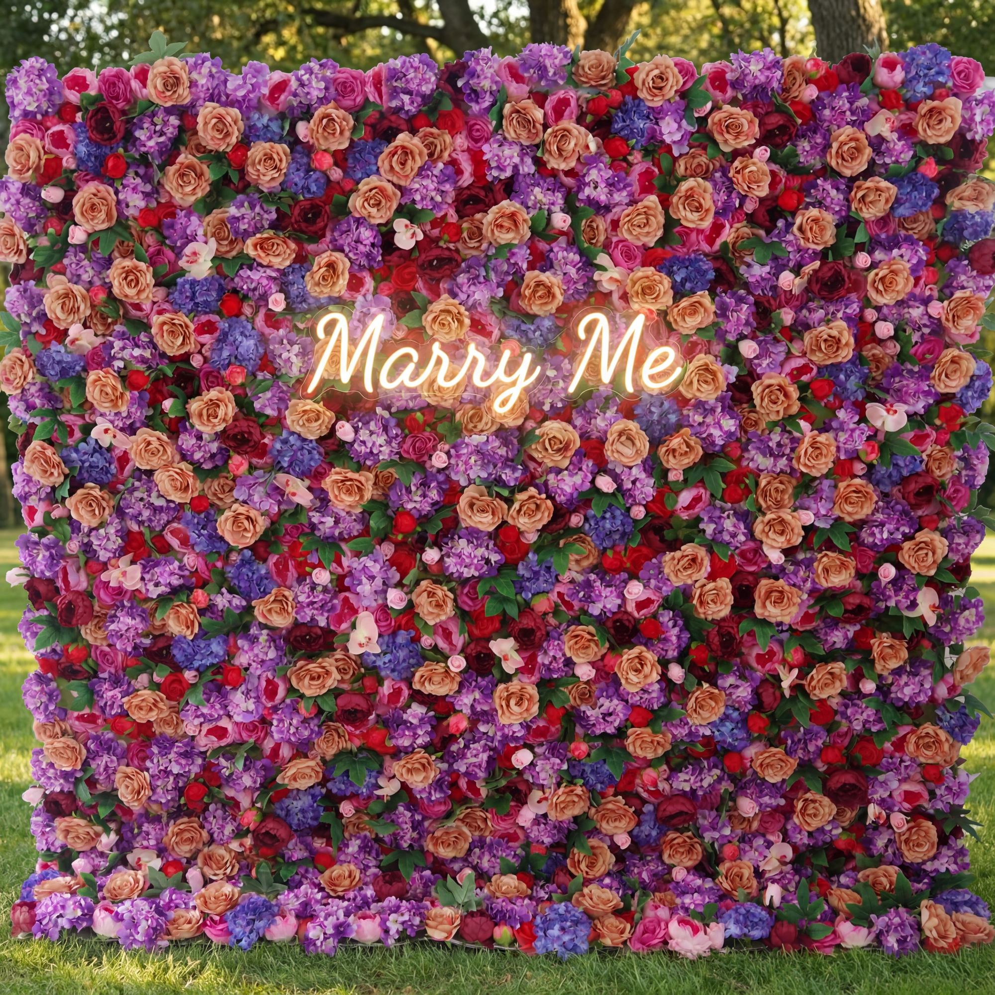 Valar Flowers Roll Up Fabric Artificial Mixed Rose in Pale Purple and Brownish Pink, Dingley Flower Wall Wedding Backdrop, Floral Party Decor, Event Photography-VF-066