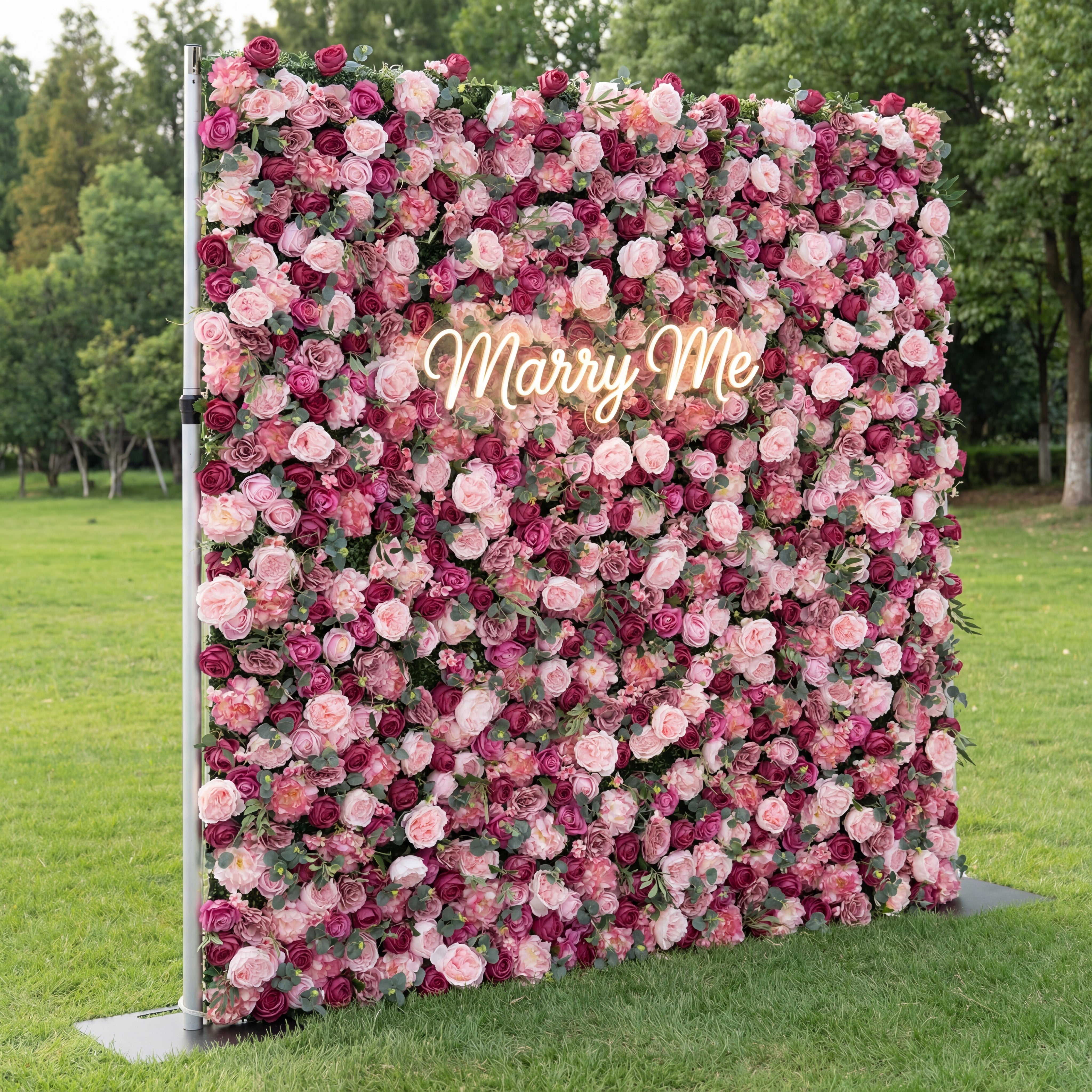 Valar Flower Roll Up Fabric Artificial Mixed Wine Berry and Wisteria Purple Bouquet Flower Wall Wedding Backdrop, Floral Party Decor, Event Photography-VF-068