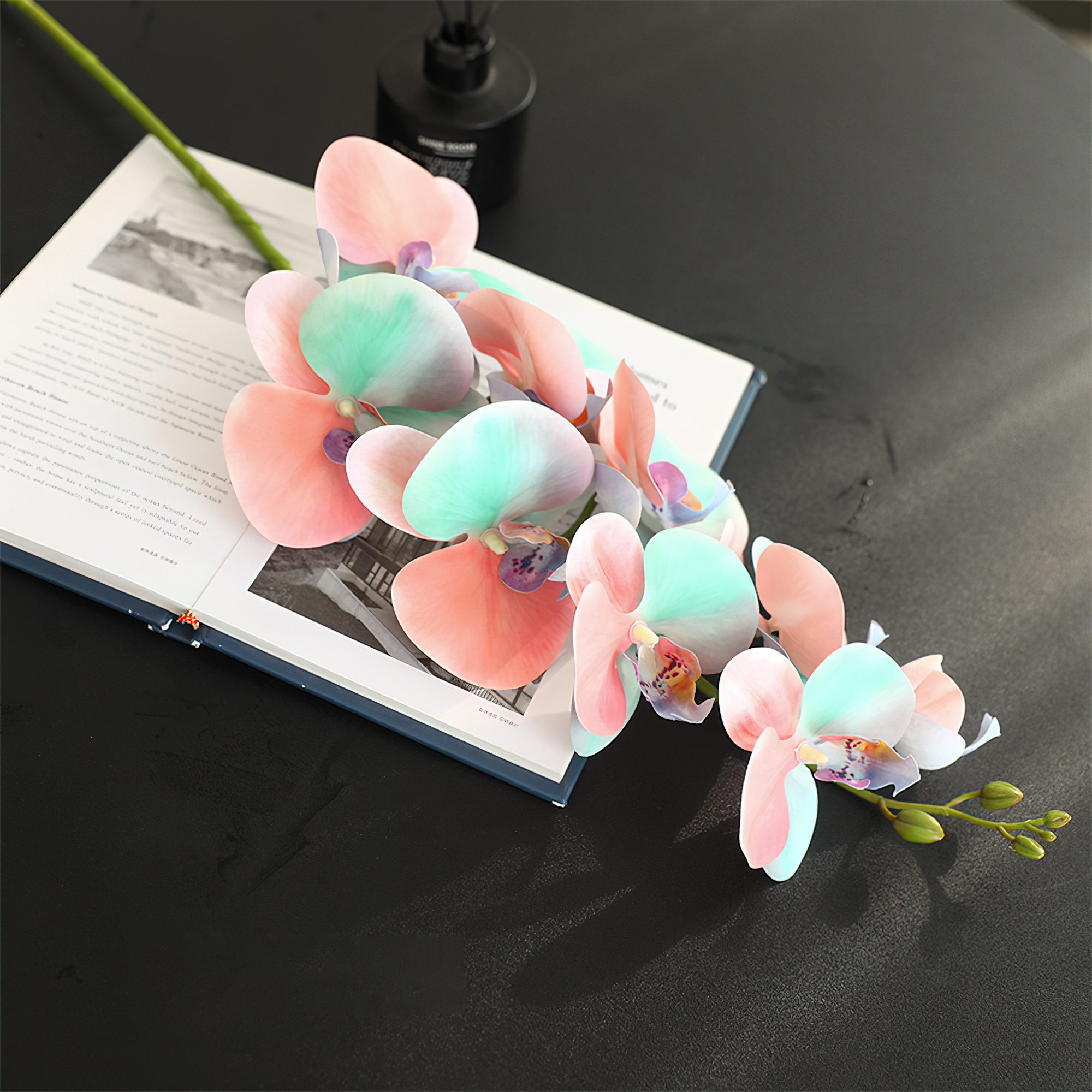 ValarFlower Personalized 3D Printed Multicolor Orchids, 9-Heads Phalaenopsis Arrangement for Wedding and Home Decor Accent Gifts
