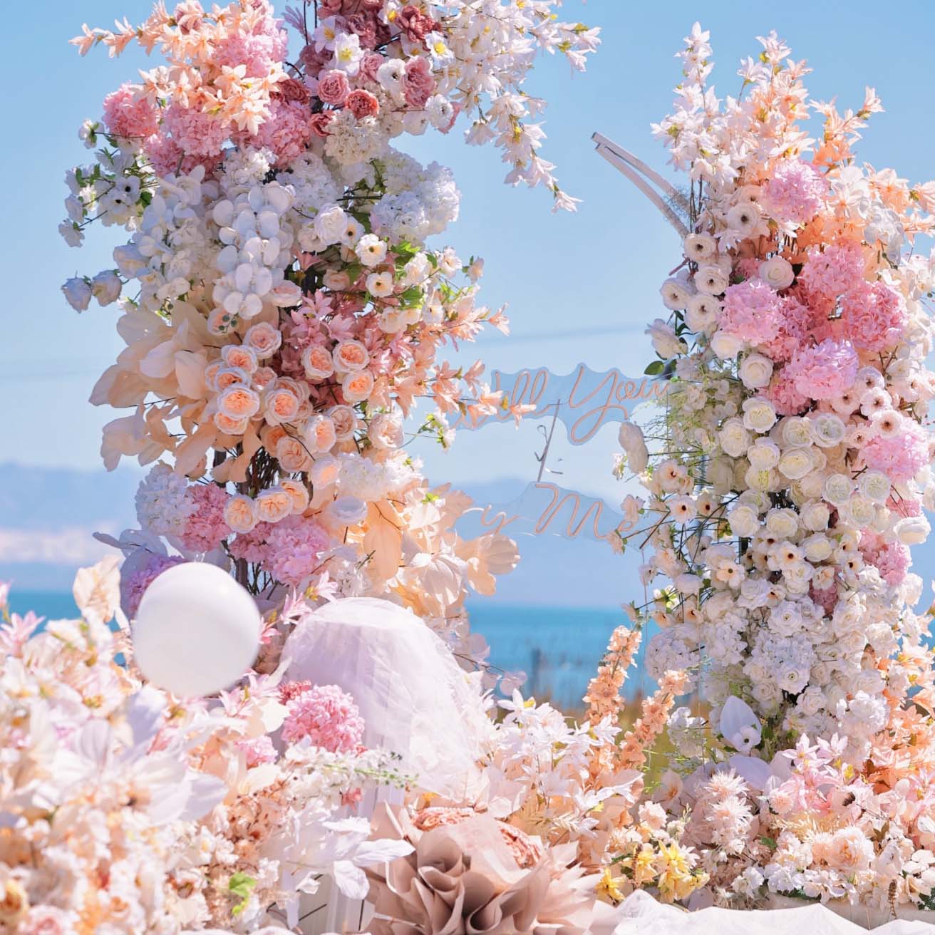 6x7 ft Elegant Artificial Flower Archway - Wedding & Party Backdrop Decorations | Floral Display for Boho/Rustic Events and Ceremonies