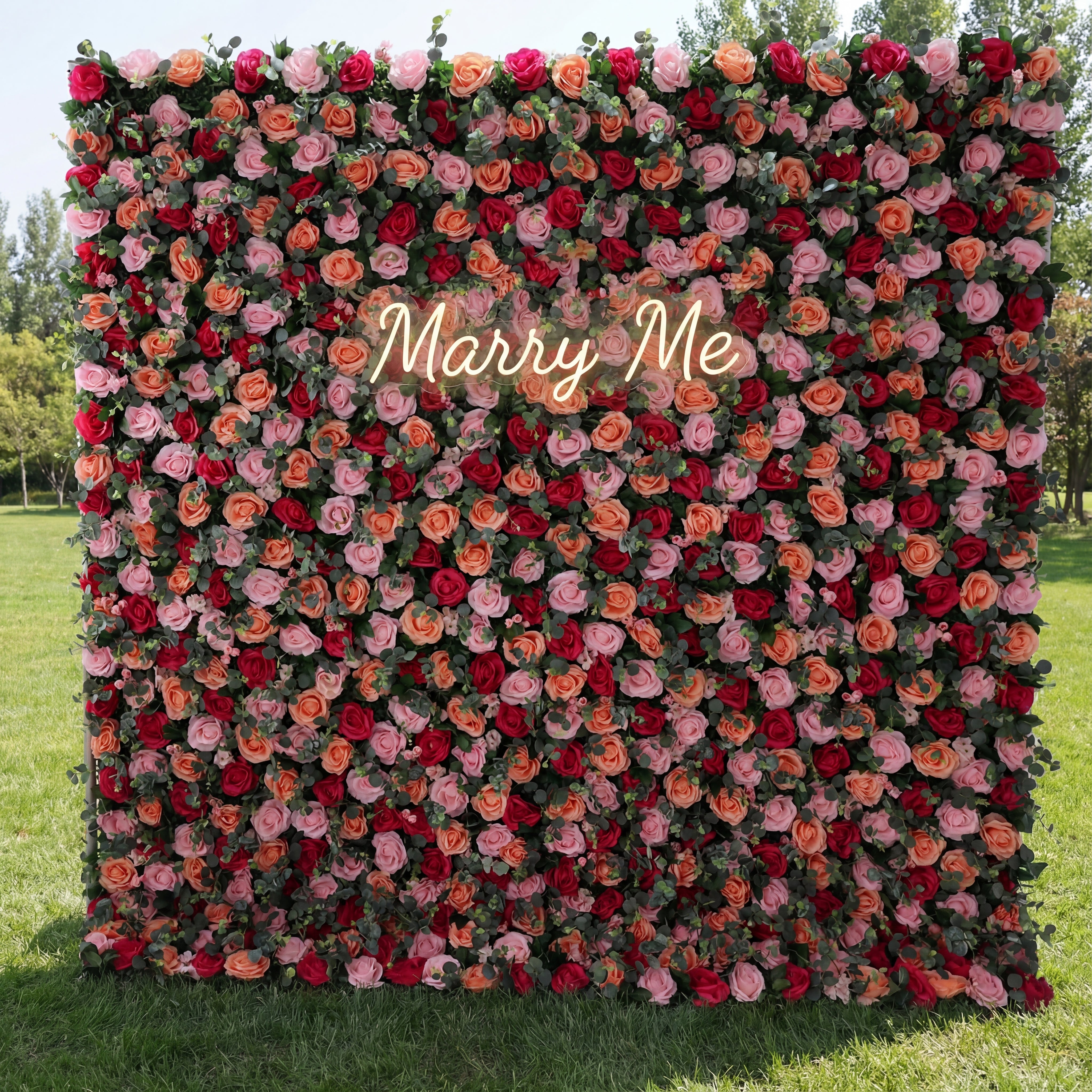 Valar Flowers Roll Up Fabric Artificial Persian Plum and Light Carmine Pink Flower and Ironside Grey Green Leaves Wall Wedding Backdrop, Floral Party Decor, Event Photography-VF-070-2