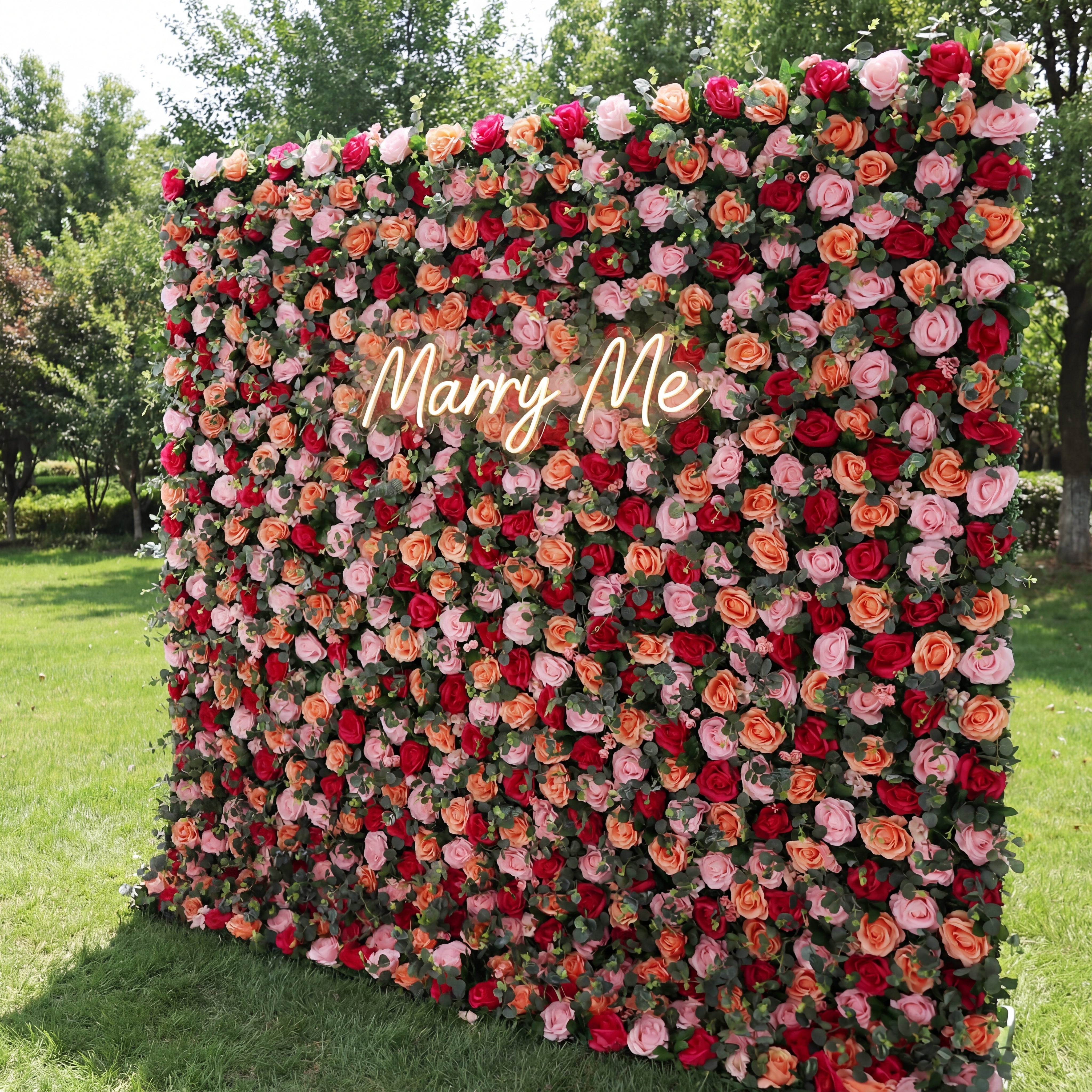 Valar Flowers Roll Up Fabric Artificial Persian Plum and Light Carmine Pink Flower and Ironside Grey Green Leaves Wall Wedding Backdrop, Floral Party Decor, Event Photography-VF-070-2