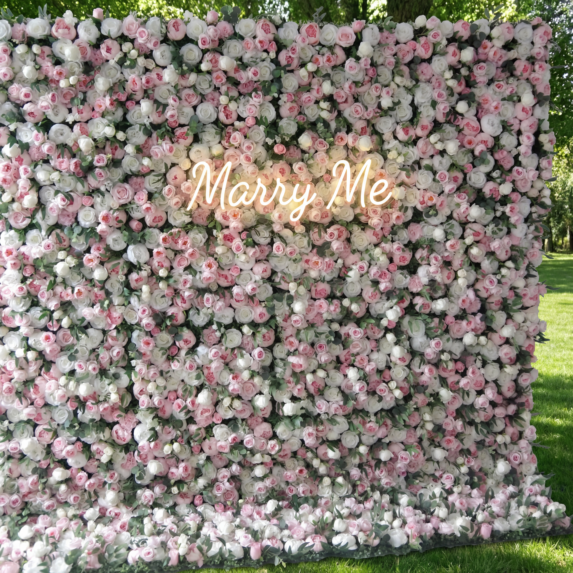 Valar Flowers Roll Up Fabric Artificial Mixed  Pinky and White Floral Wall Wedding Backdrop, Floral Party Decor, Event Photography-VF-082