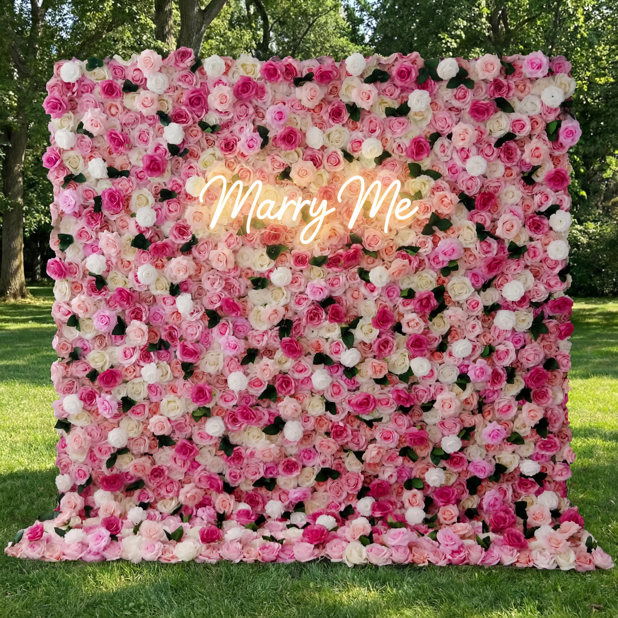 Valar Flowers Roll Up Fabric Artificial Mixed Pinky and White Floral Wall Wedding Backdrop, Floral Party Decor, Event Photography-VF-084