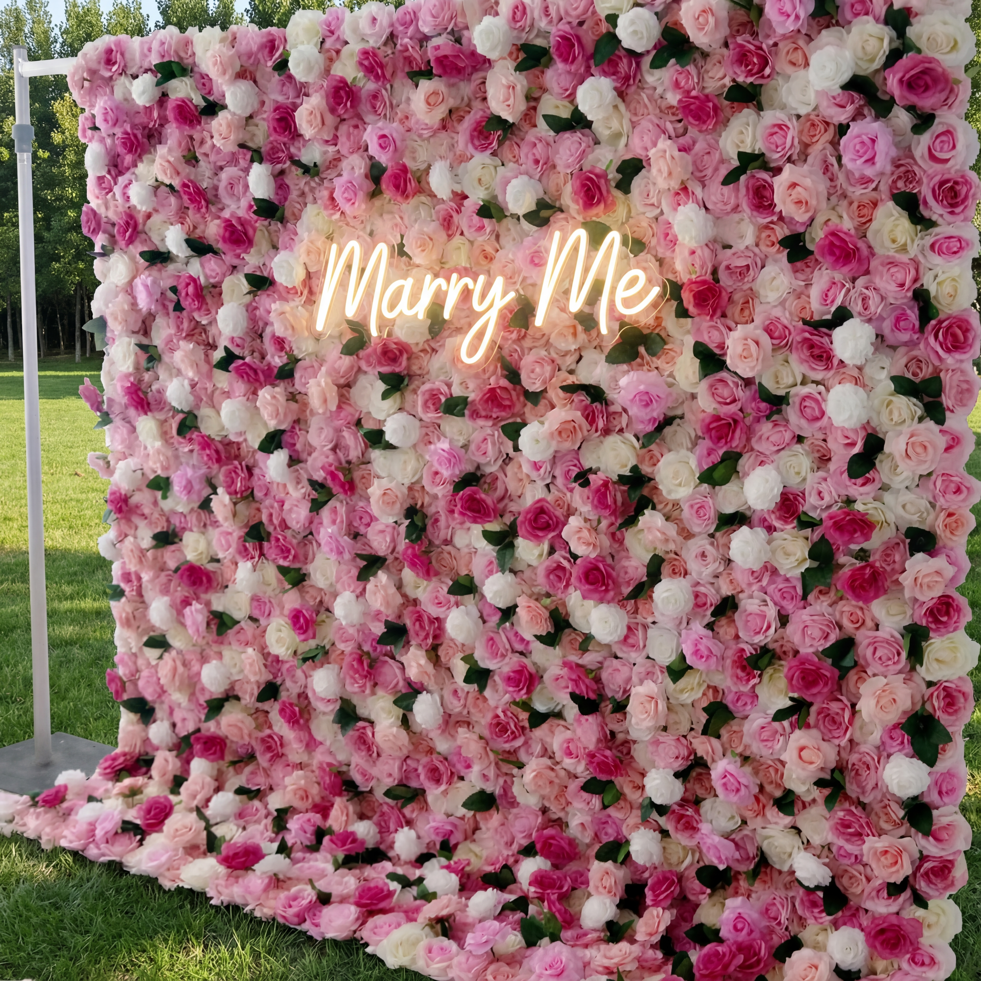 Valar Flowers Roll Up Fabric Artificial Mixed Pinky and White Floral Wall Wedding Backdrop, Floral Party Decor, Event Photography-VF-084