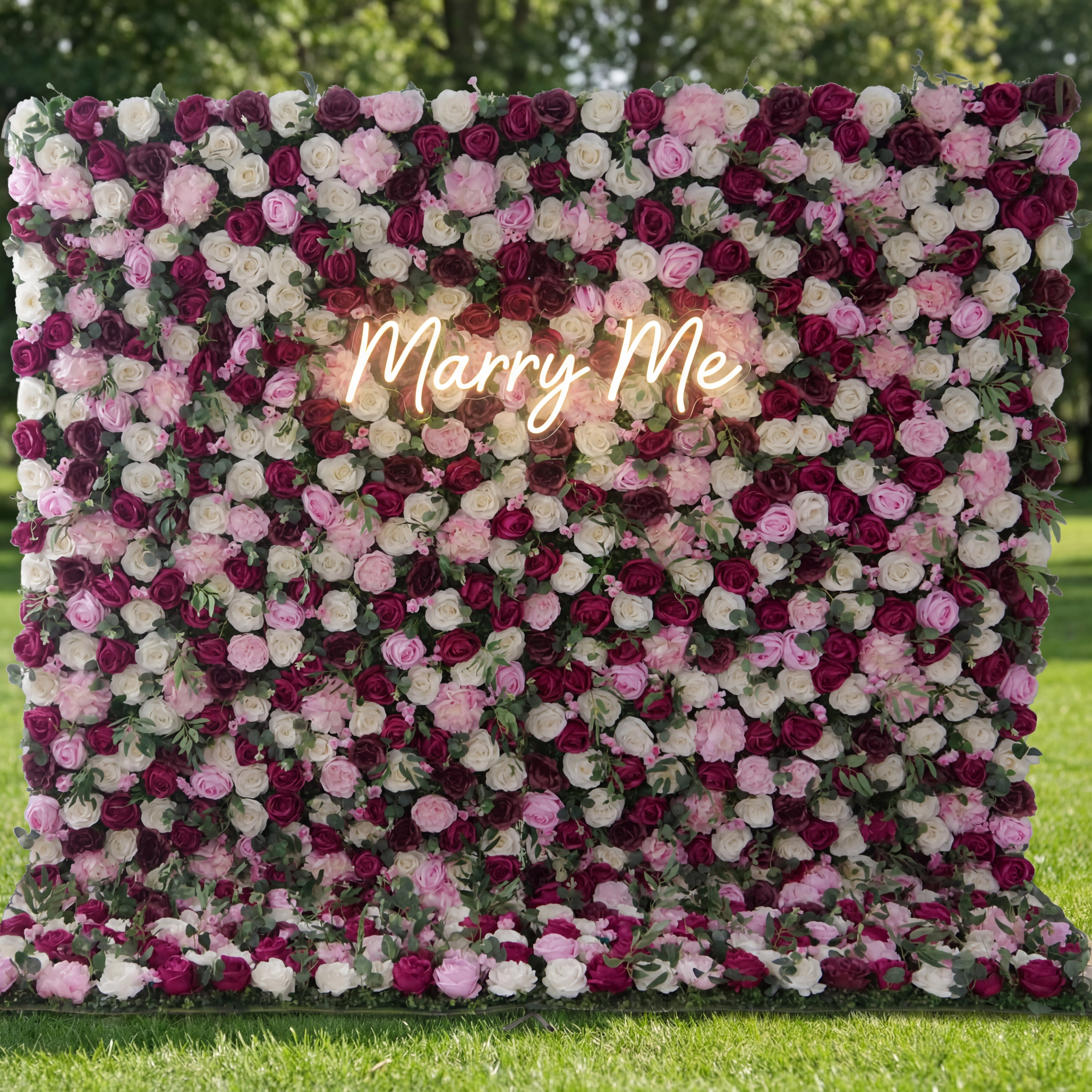 Valar Flowers Roll Up Fabric Artificial Mixed Pinky and Purple and White Floral Wall Wedding Backdrop, Floral Party Decor, Event Photography-VF-091