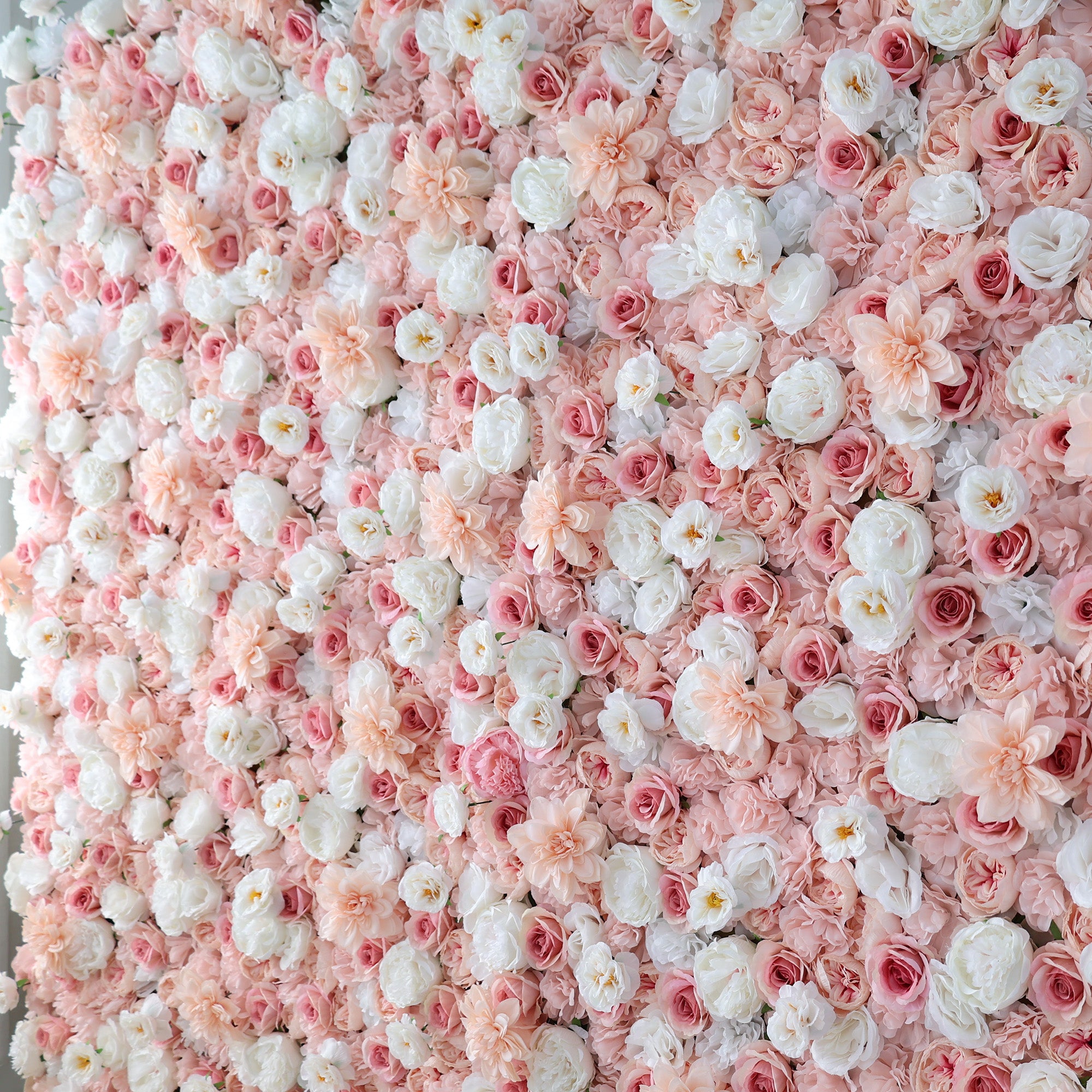 ValarFlower Blush Pink & Soft White Floral Extravaganza Wall: A Dreamy, Romantic Masterpiece for Enchanting Celebrations VF-553