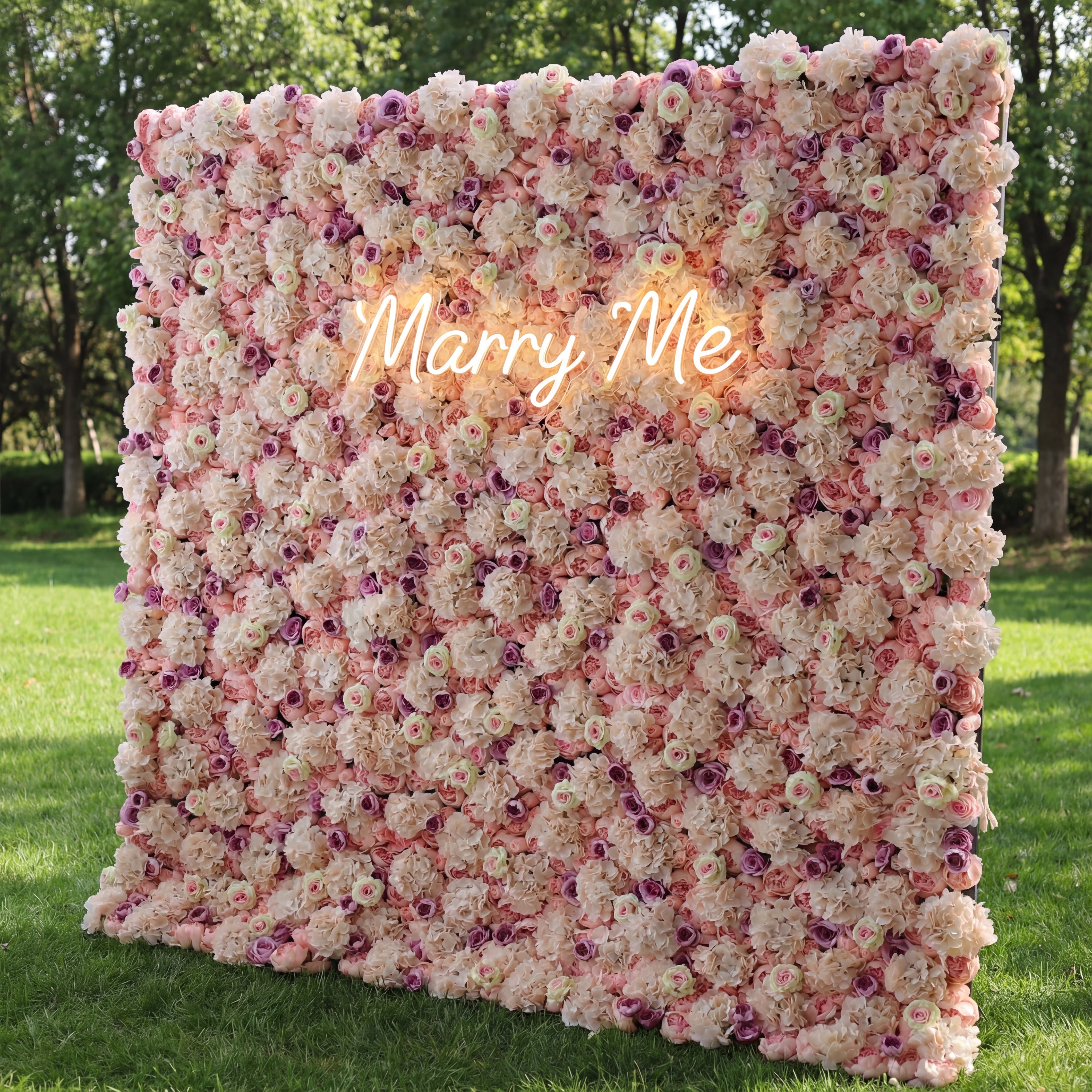 Valar Flowers Roll Up Fabric Artificial Flower Wall Wedding Backdrop, Floral Party Decor, Event Photography-VF-101