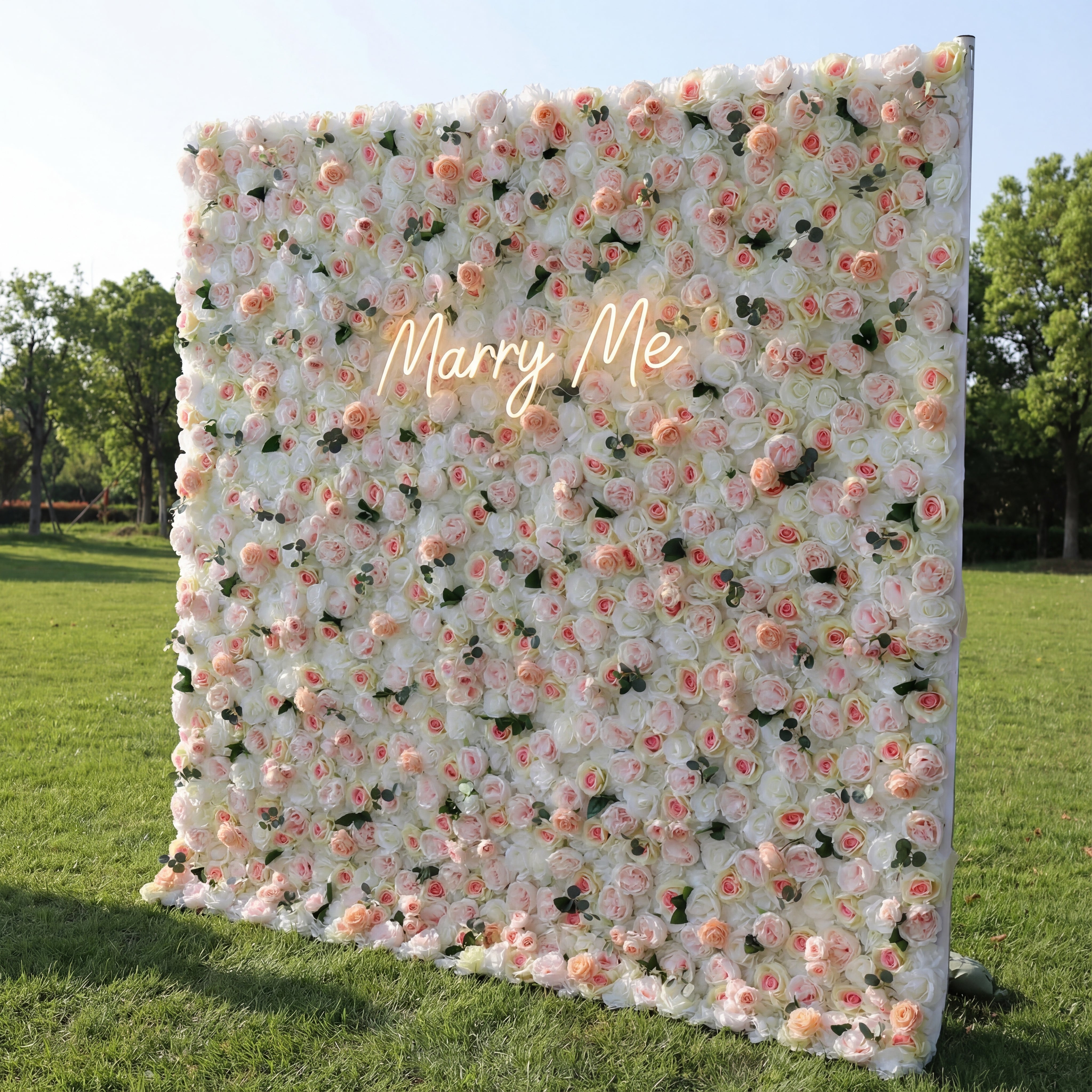 Valar Flowers Roll Up Fabric Artificial Flower Wall Wedding Backdrop, Floral Party Decor, Event Photography-VF-109