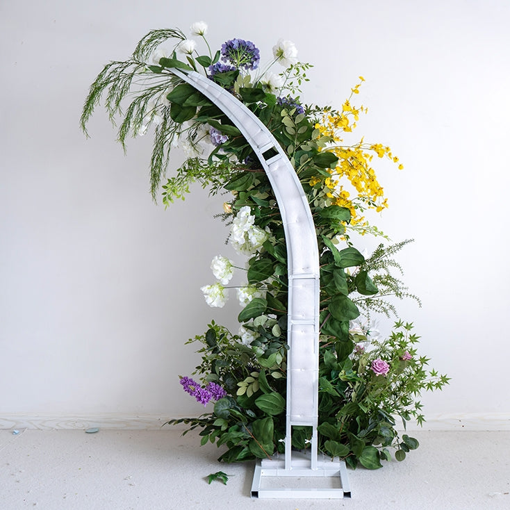 Lush Green and White Floral Wedding Horn Arch, Artificial Flower Arrangement, Elegant Ceremony Backdrop & Event Decor VA-318