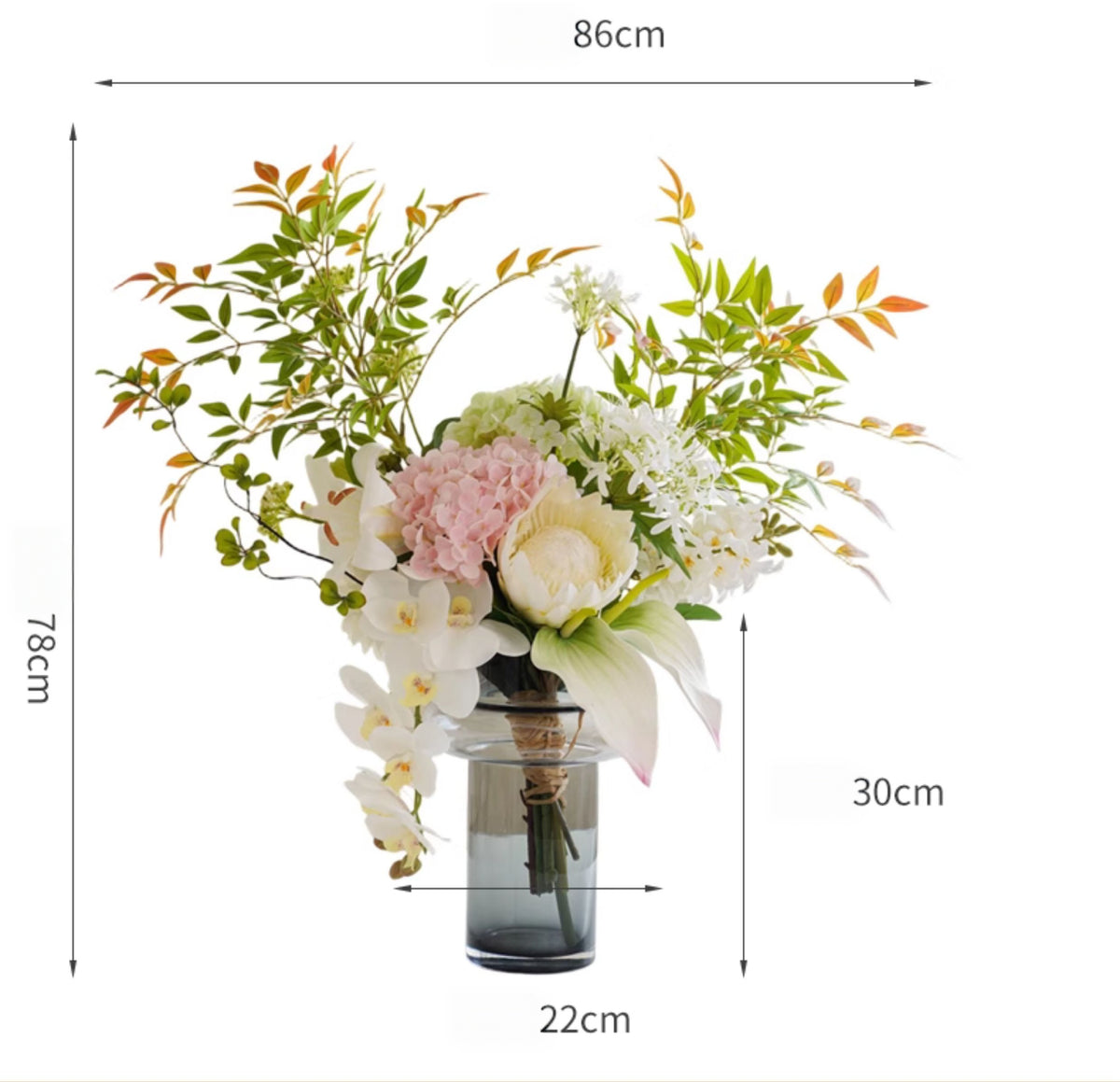 ValarFlower Artificial Orchid & Protea Floral Arrangement for Home Decor, Wedding Table Centerpiece & Event Decoration VB-237
