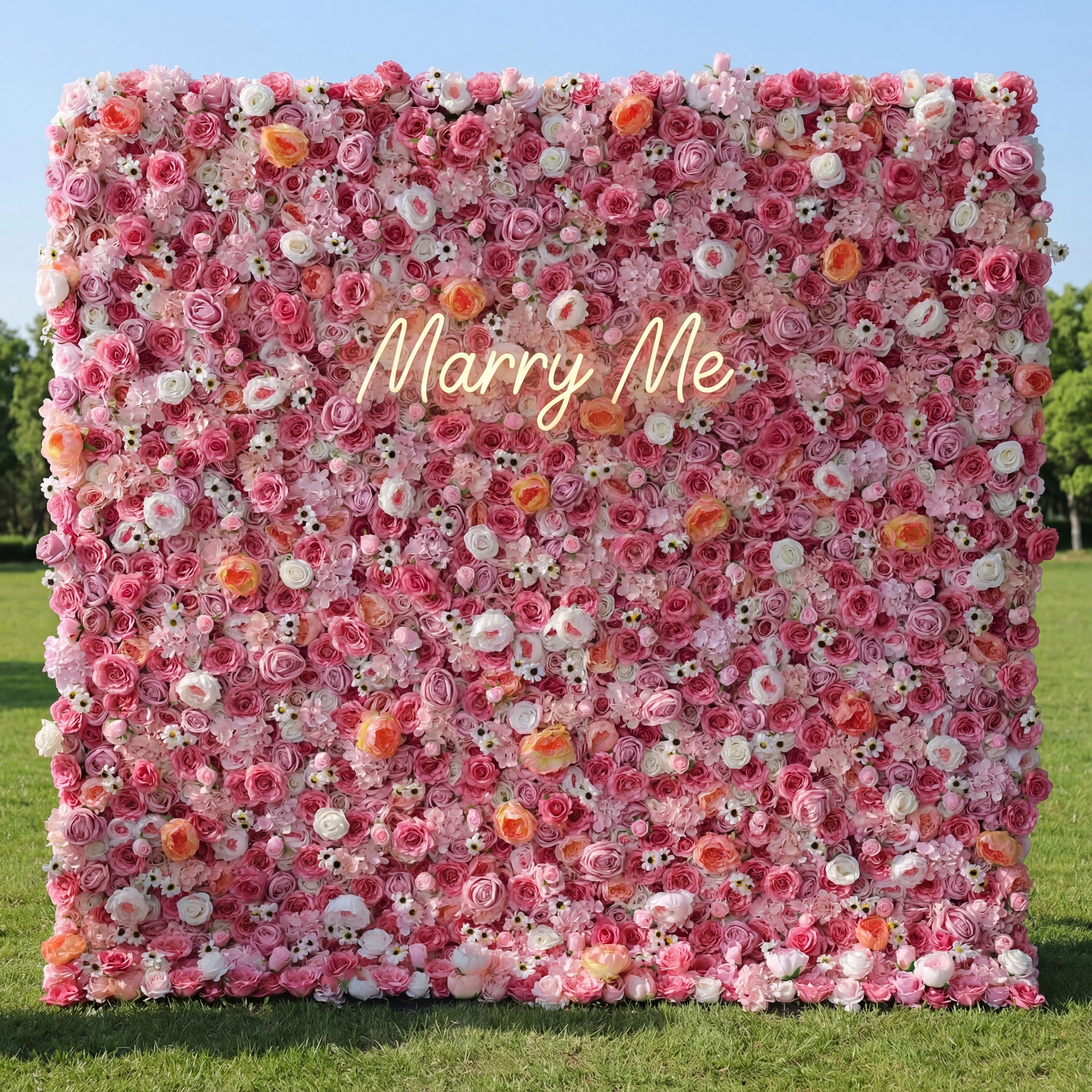 Valar Flowers Roll Up Fabric Artificial Flower Wall Wedding Backdrop, Floral Party Decor, Event Photography-VF-122