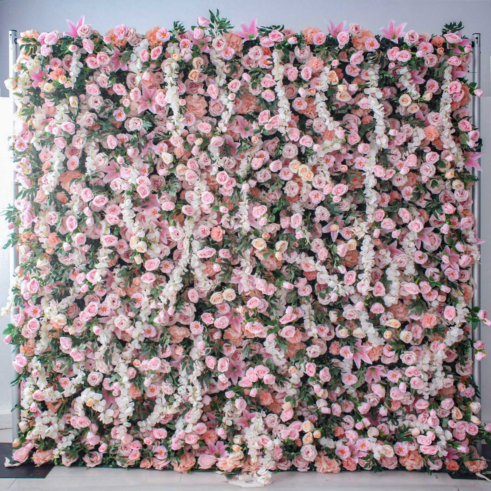 Valar Flower Roll Up Fabric Artificial Flower Wall Wedding Backdrop, Floral Party Decor, Event Photography-VF-1251