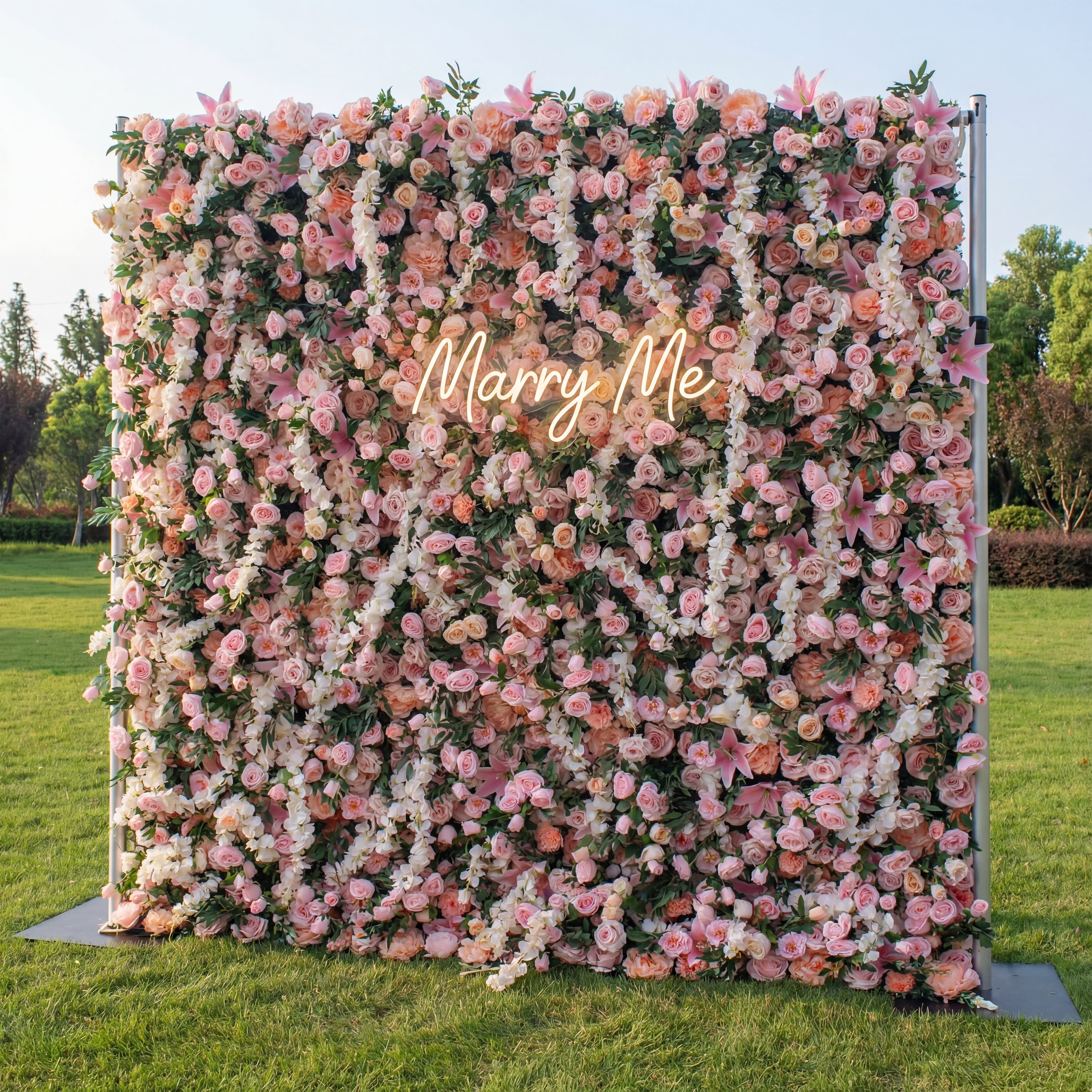 Valar Flower Roll Up Fabric Artificial Flower Wall Wedding Backdrop, Floral Party Decor, Event Photography-VF-125