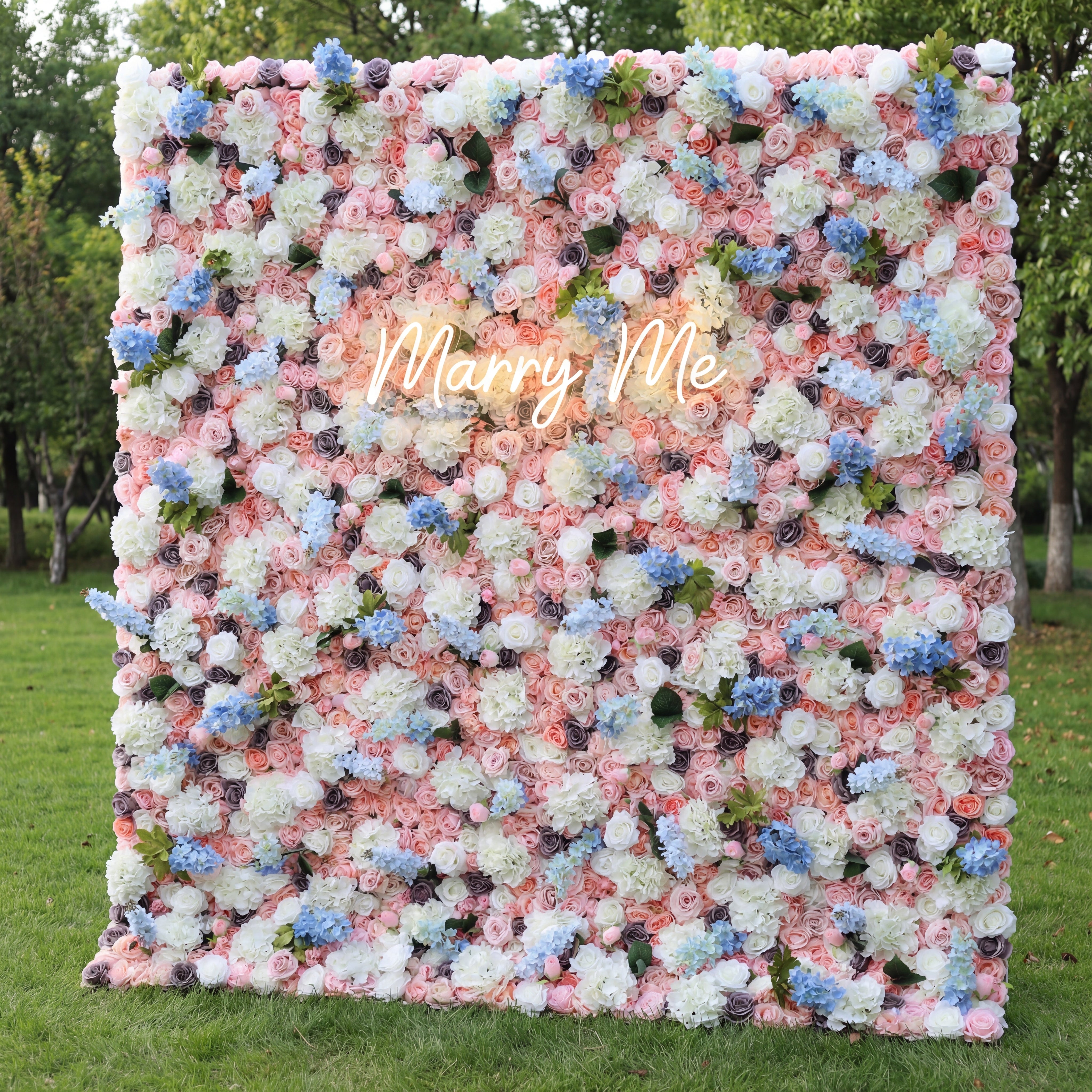 Valar Flowers Roll Up Fabric Artificial Flower Wall Wedding Backdrop, Floral Party Decor, Event Photography-VF-128