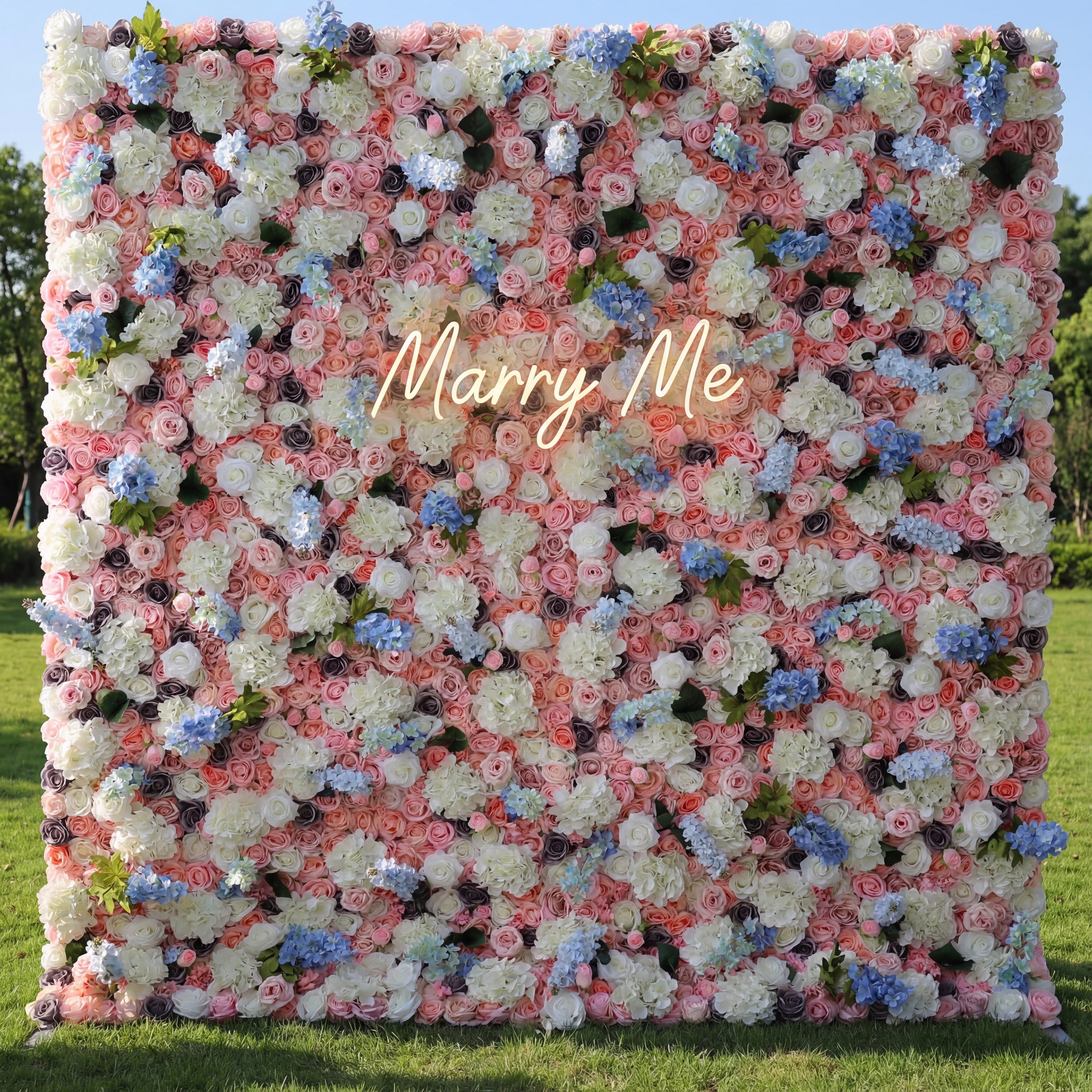 Valar Flowers Roll Up Fabric Artificial Flower Wall Wedding Backdrop, Floral Party Decor, Event Photography-VF-128