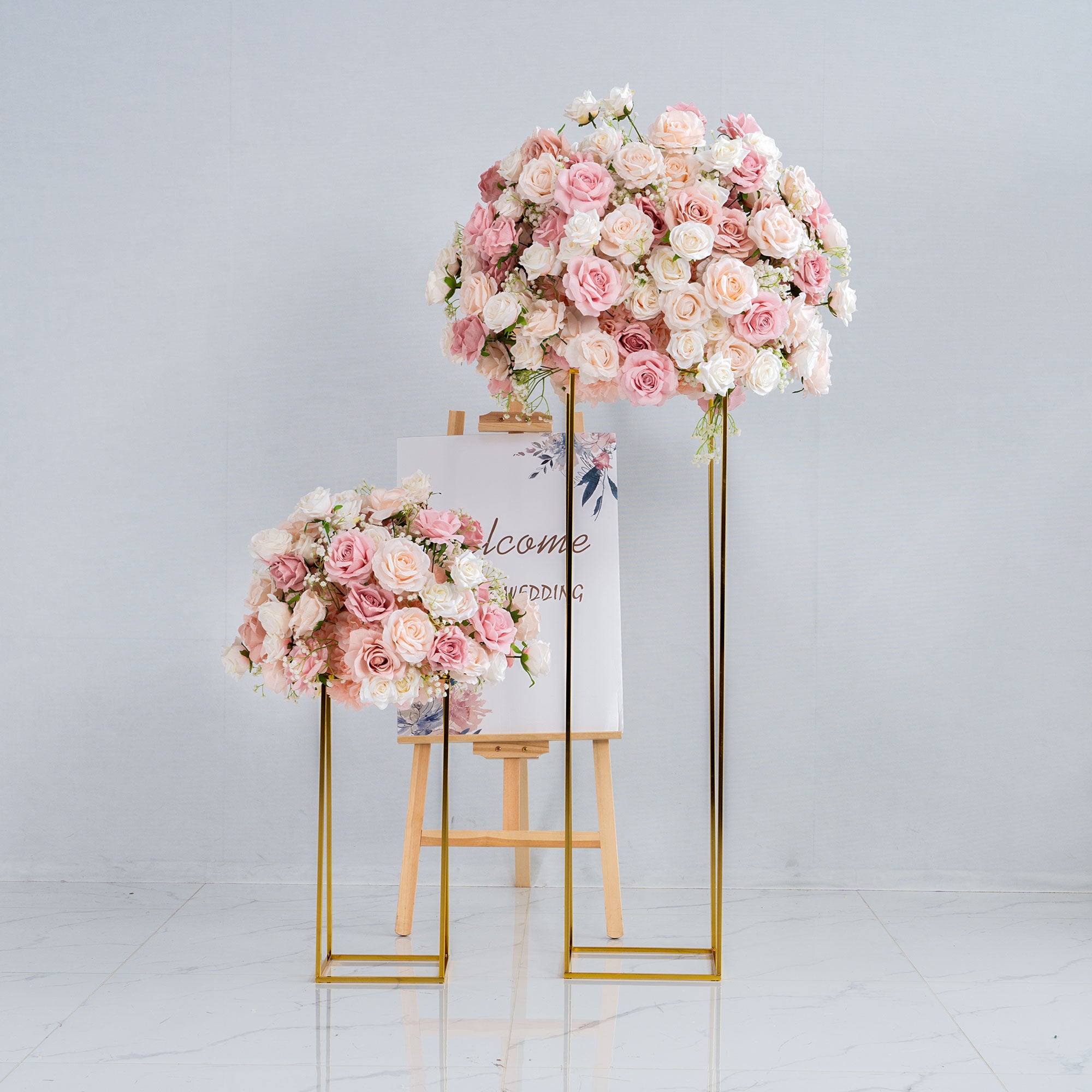 ValarFlower 3D Roll Up Artificial Pink & White Flower Wall Backdrop For Wedding and Event Decoration VF-535