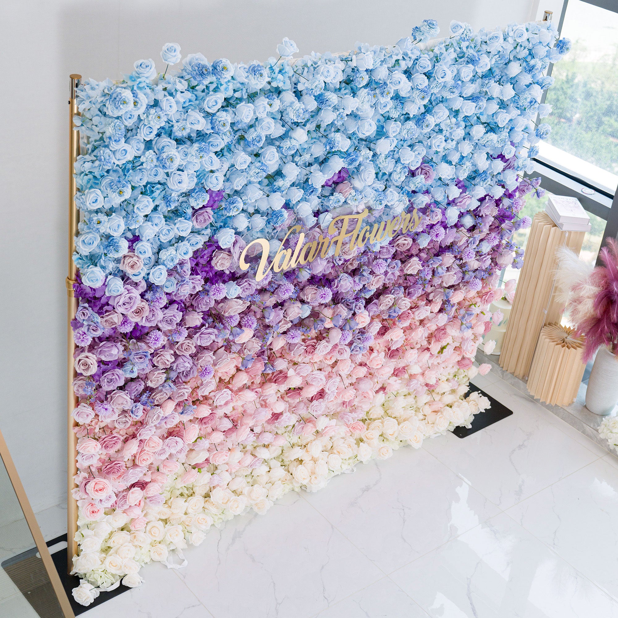 ValarFlower 5D Gradient Ombre Blue - Purple - Pink Artificial Flower Backdrop VF-828-1