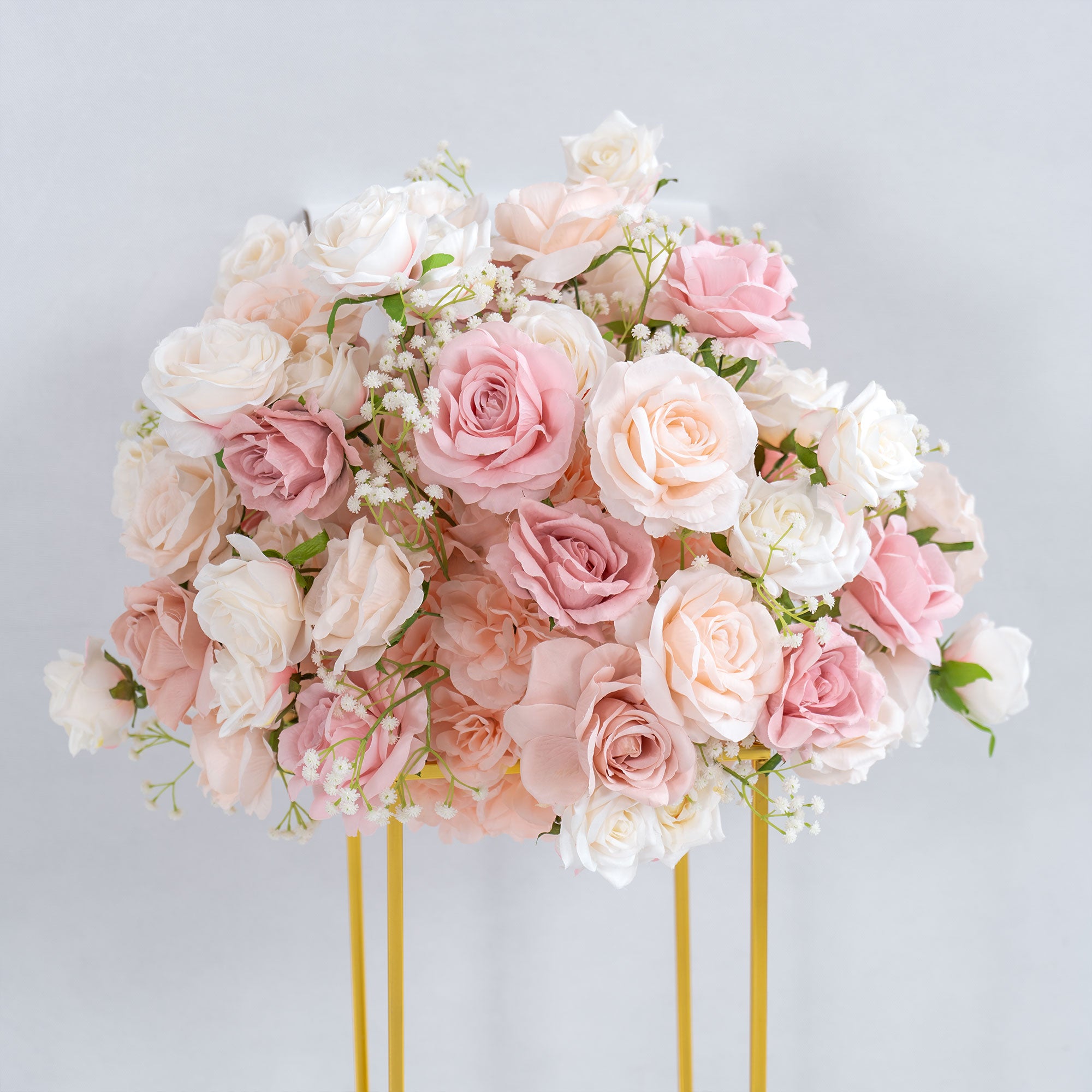 ValarFlower 3D Roll Up Artificial Pink & White Flower Wall Backdrop For Wedding and Event Decoration VF-535