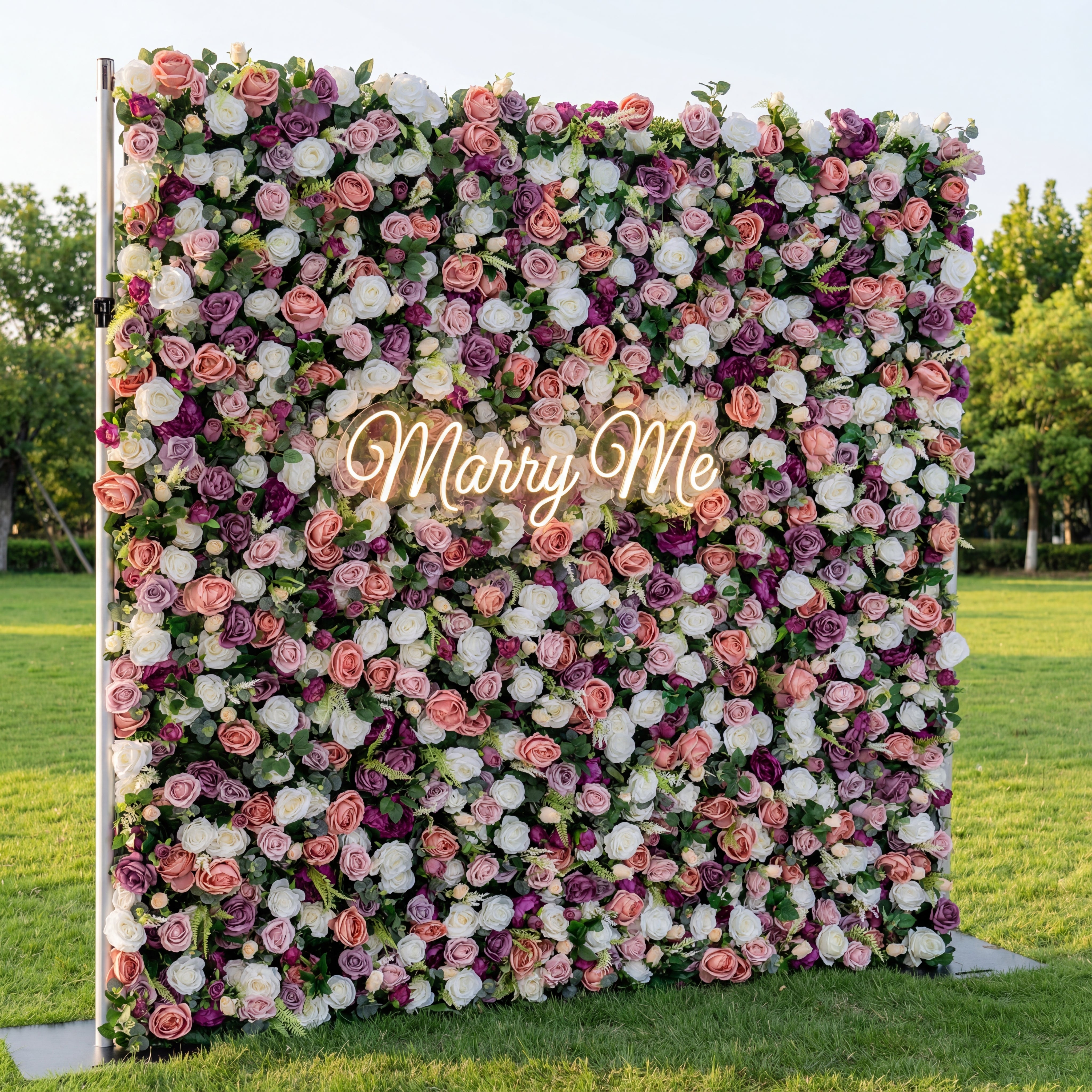 Valar Flower Roll Up Fabric Artificial 5D Magenta & Pink Artificial Flower Wall - Perfect for Forest Weddings, Events, and Home Decor-VF-154