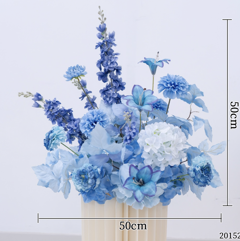 Pfirsich-weißes Kunstblumenarrangement – ​​Romantisches Event-Tisch- und Schild-Styling-Set FA-263