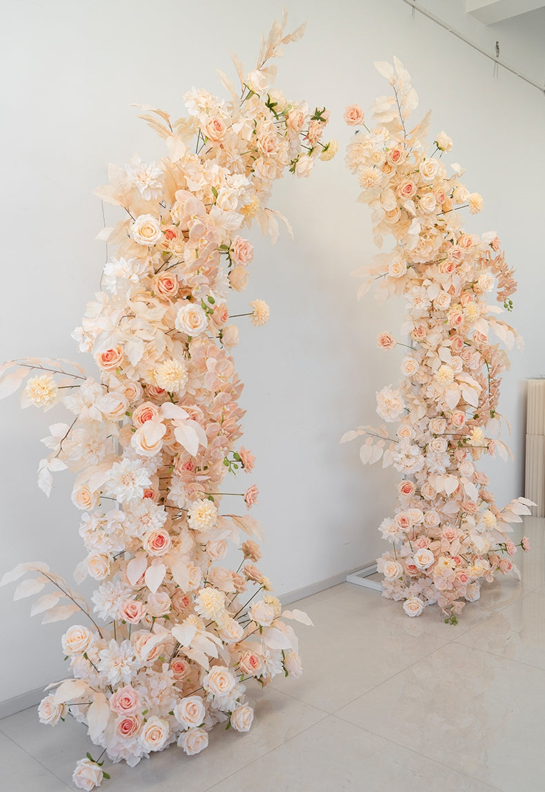 Valar Flower Romantic Champagne Wedding Arch with Artificial Flowers for Ceremony & Event Backdrop VA-387