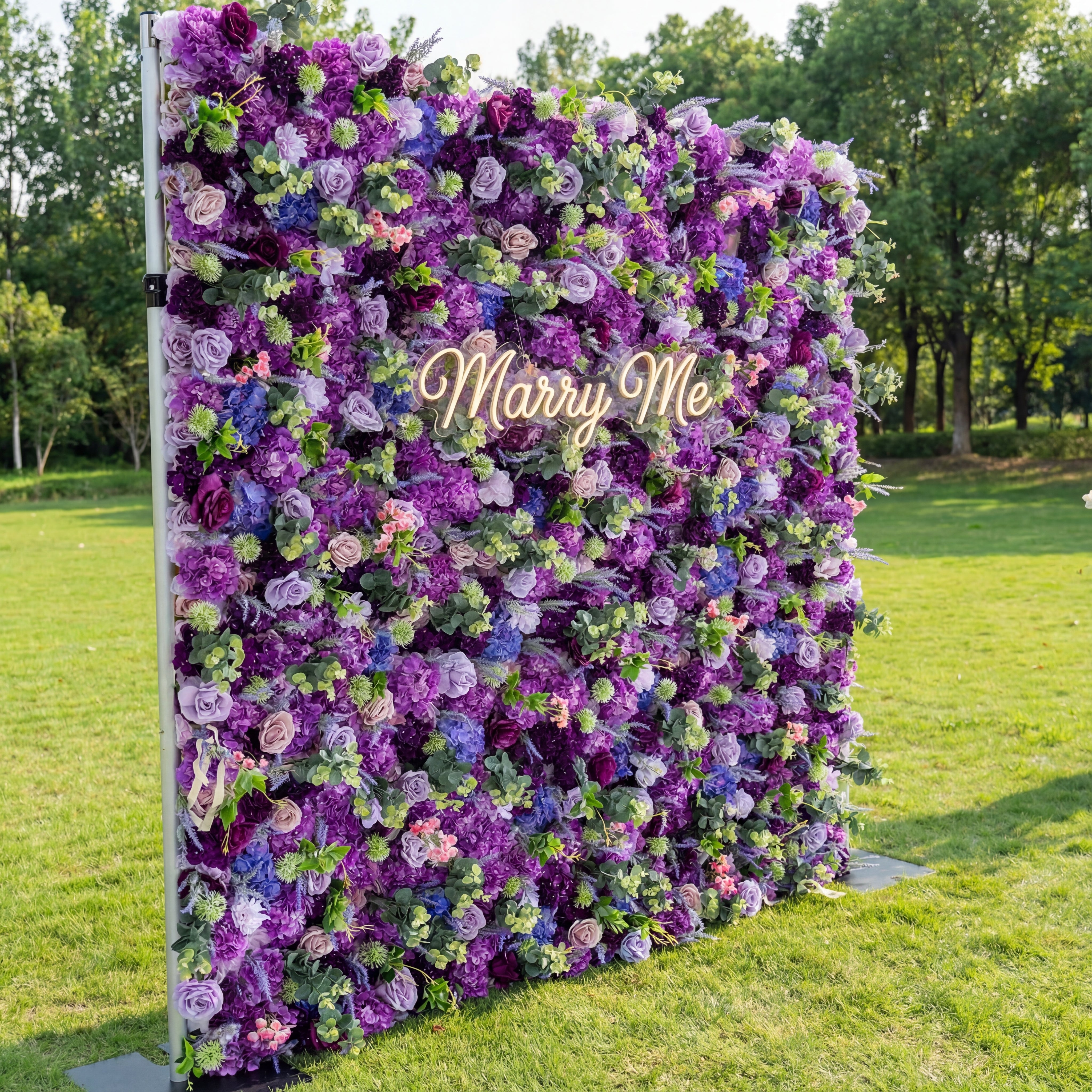 Valar Flower Roll Up Fabric Artificial Purple Flower Wall Wedding Backdrop, Floral Party Decor, Event Photography-VF-192