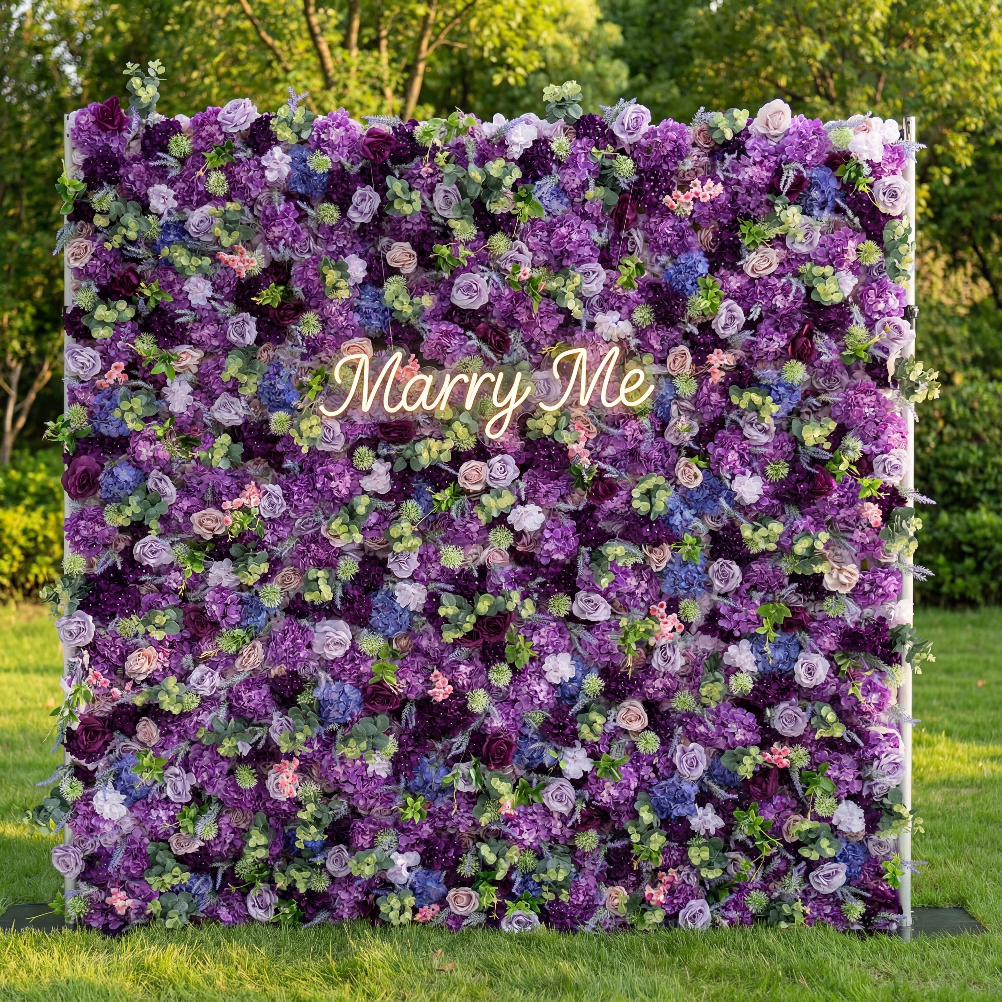 Valar Flower Roll Up Fabric Artificial Purple Flower Wall Wedding Backdrop, Floral Party Decor, Event Photography-VF-192