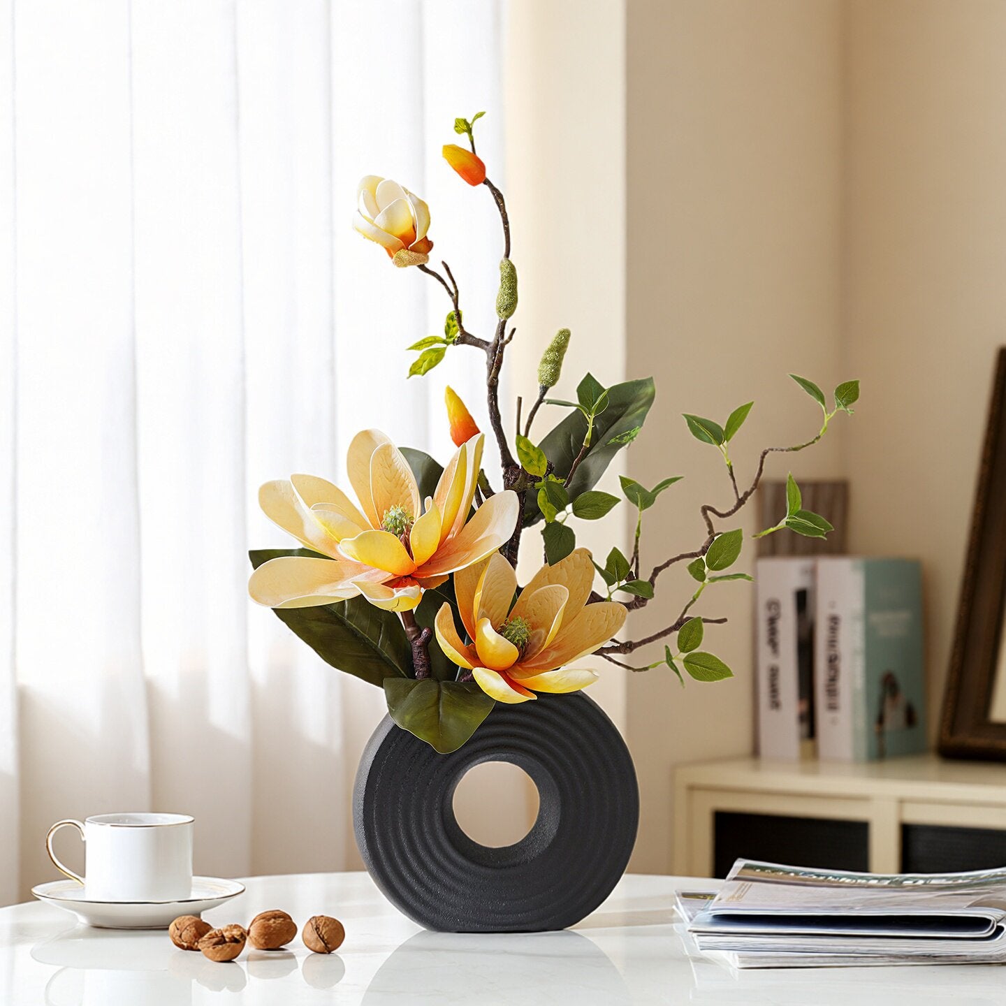 Elegantes Blumenstrauß-Arrangement mit Herbstmotiv | Luxuriöse Kunstblumen für Hochzeiten und Inneneinrichtung VB-113 (ohne Vase)