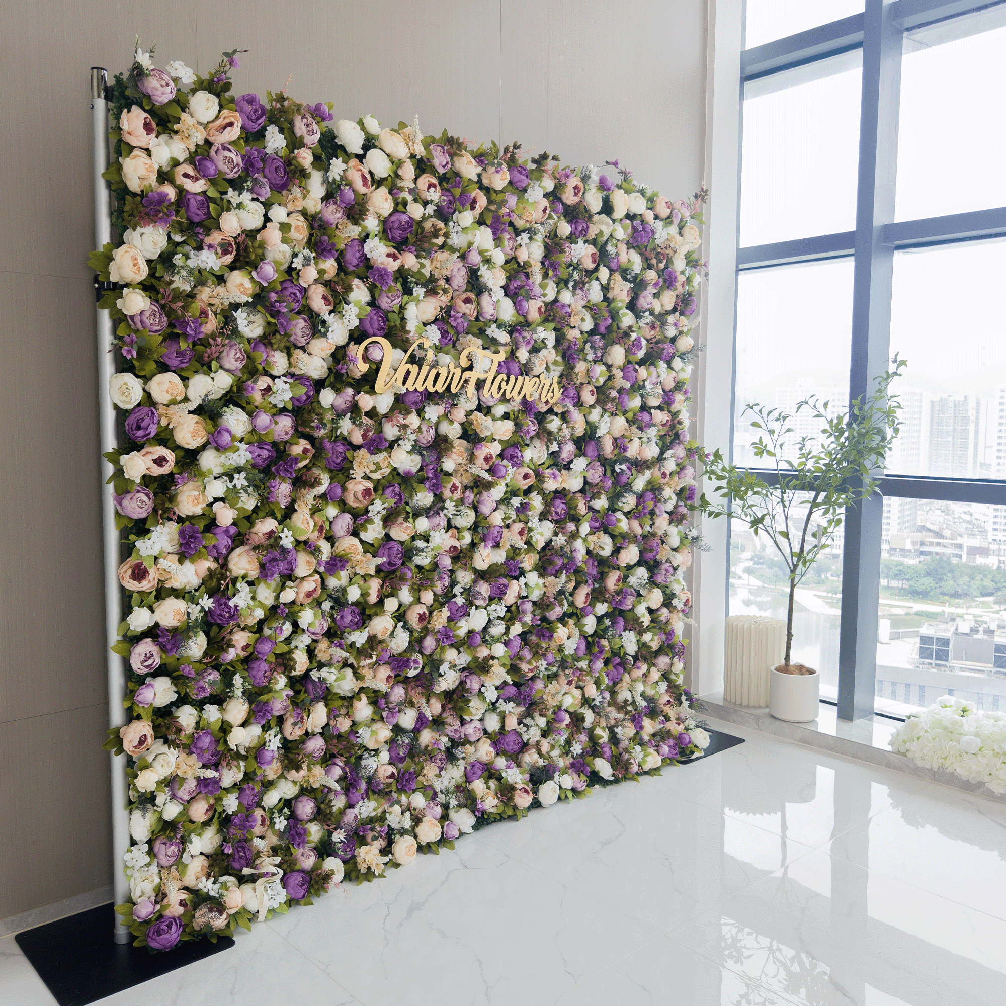 Valar Flower Roll Up Fabric Artificial Flower Wall Wedding Backdrop, Floral Party Decor, Event Photography-VF-307