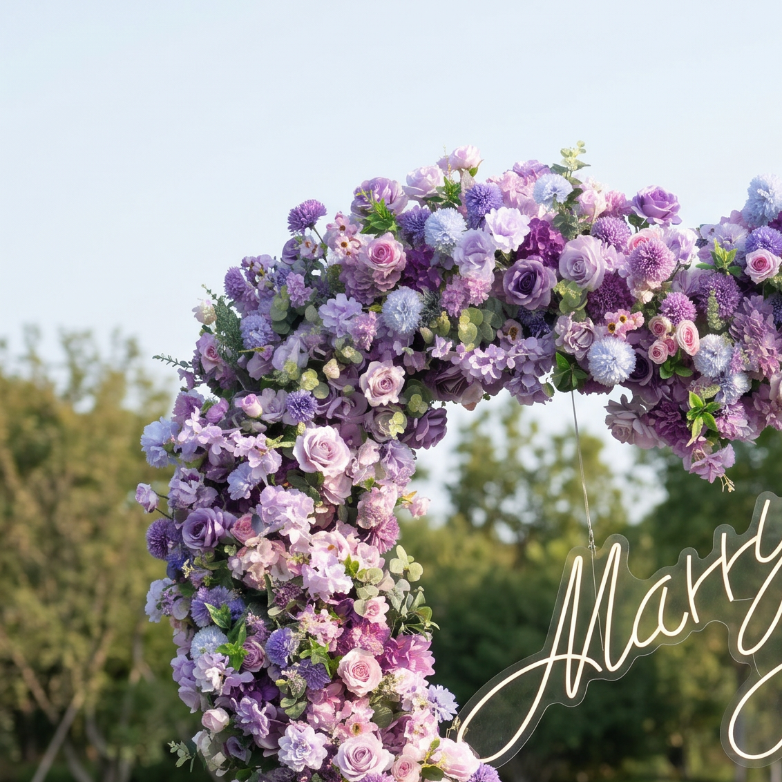 ValarFlower Luxury Purple Heart Flower Wall Arch, Romantic Wedding Ceremony Backdrop for Outdoor Garden & Engagement Events HA-490