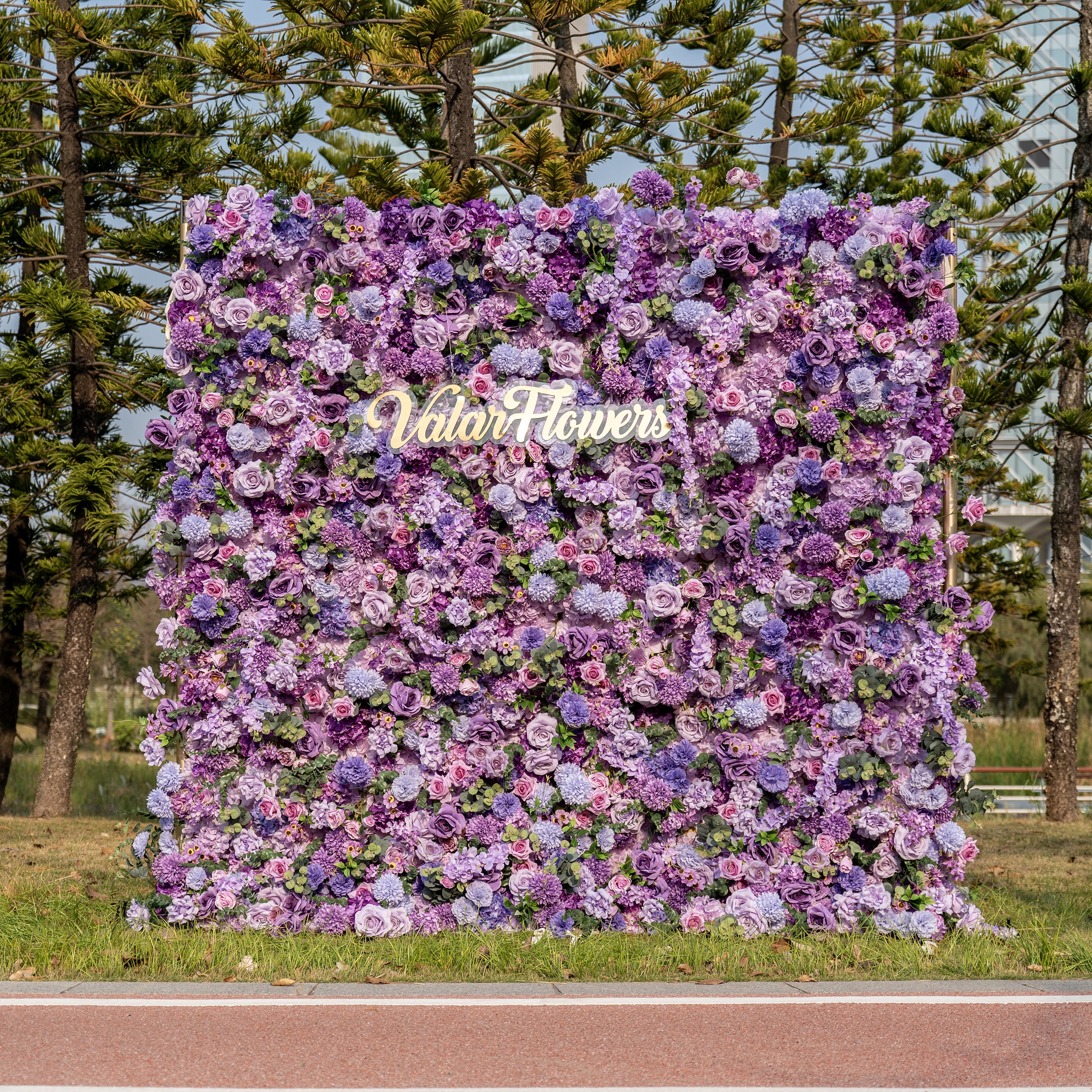 Lavender Purple Theme 5D Roll Up Artificial Flower Wall Wedding Decor Backdrop VF-490