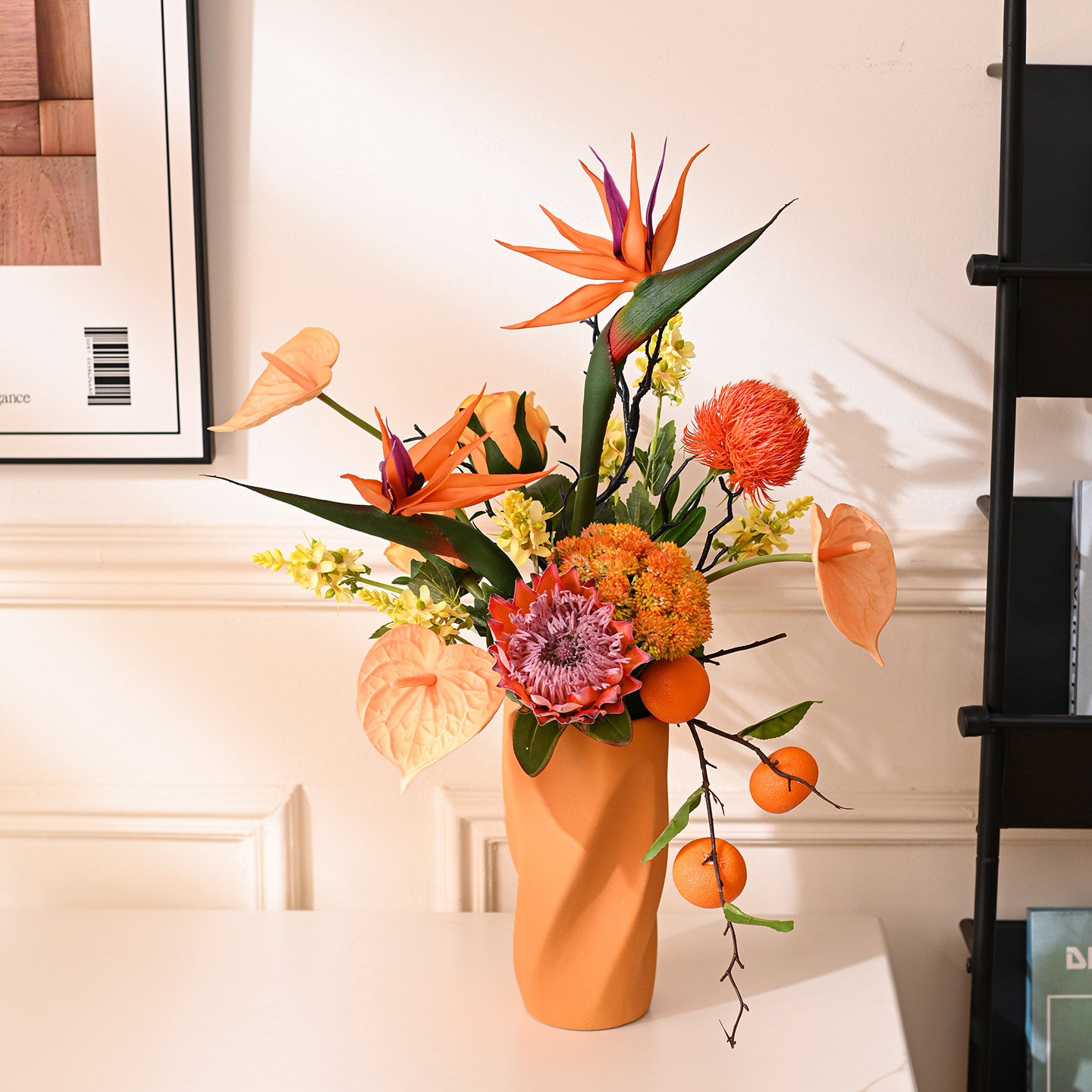ValarFlower Artificial Tropical Floral Arrangement for Home Decor, Wedding Table Centerpiece, Party Decor & Event Decoration VB-249