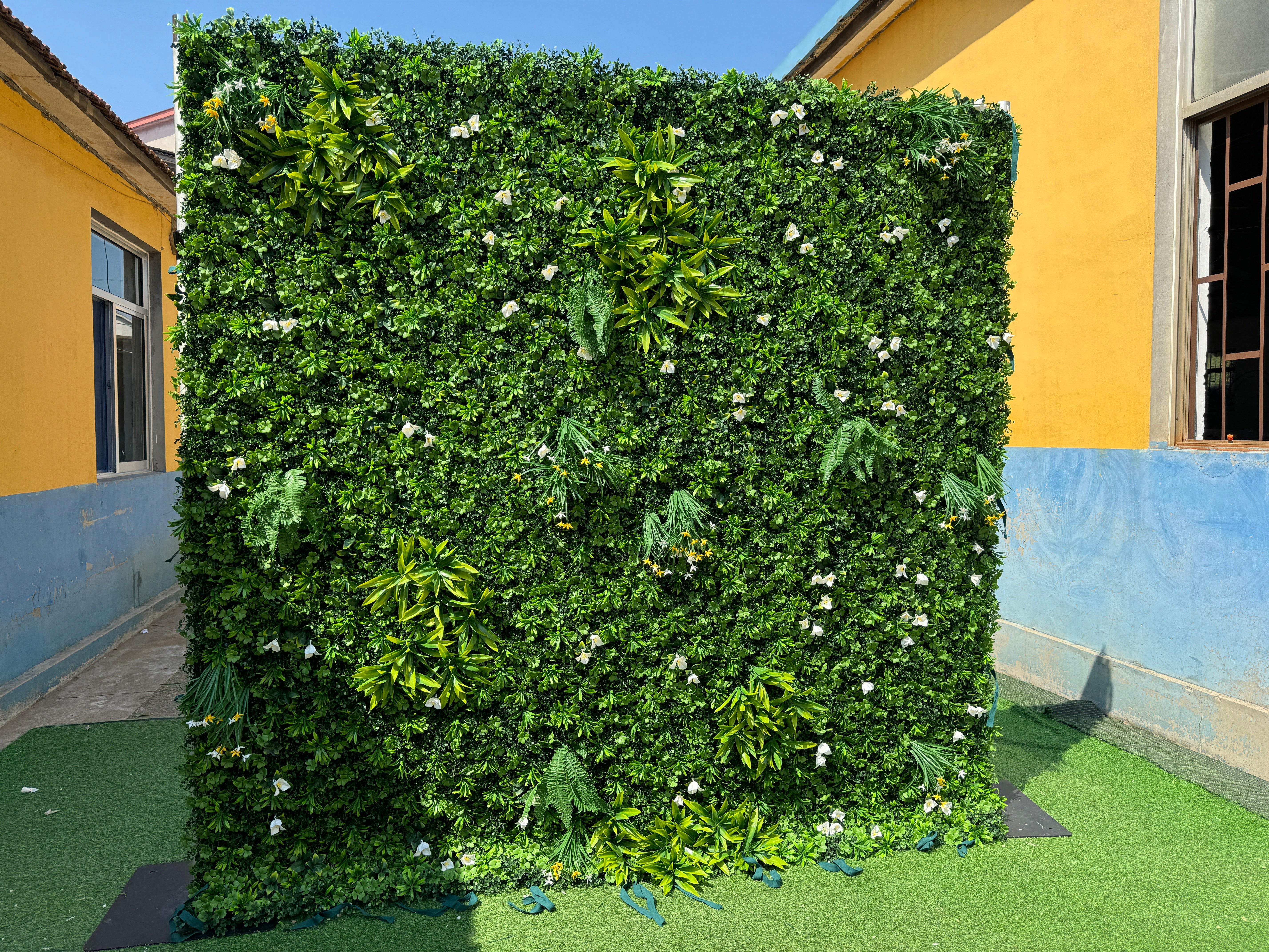 Roll Up Fabric Artificial Vivid Green Grass Wall Wedding Backdrop, Floral Party Decor, Event Photography-VF-086-45