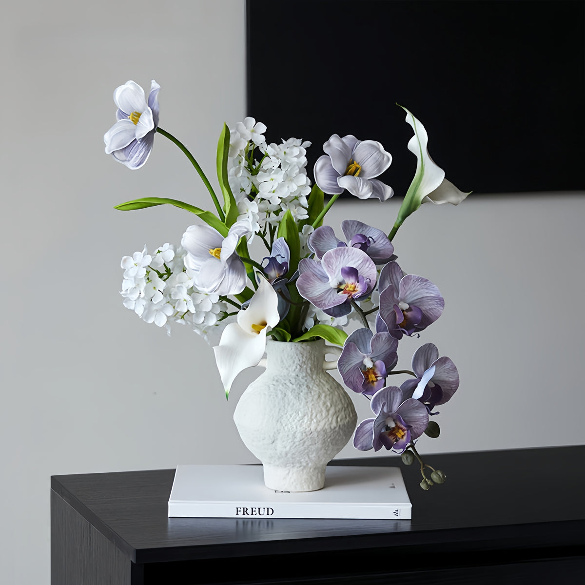 ValarFlower Modern Artificial Bridal Bouquet, Orchid and Calla Lily Wedding Bouquet for Ceremony Decor VB-262