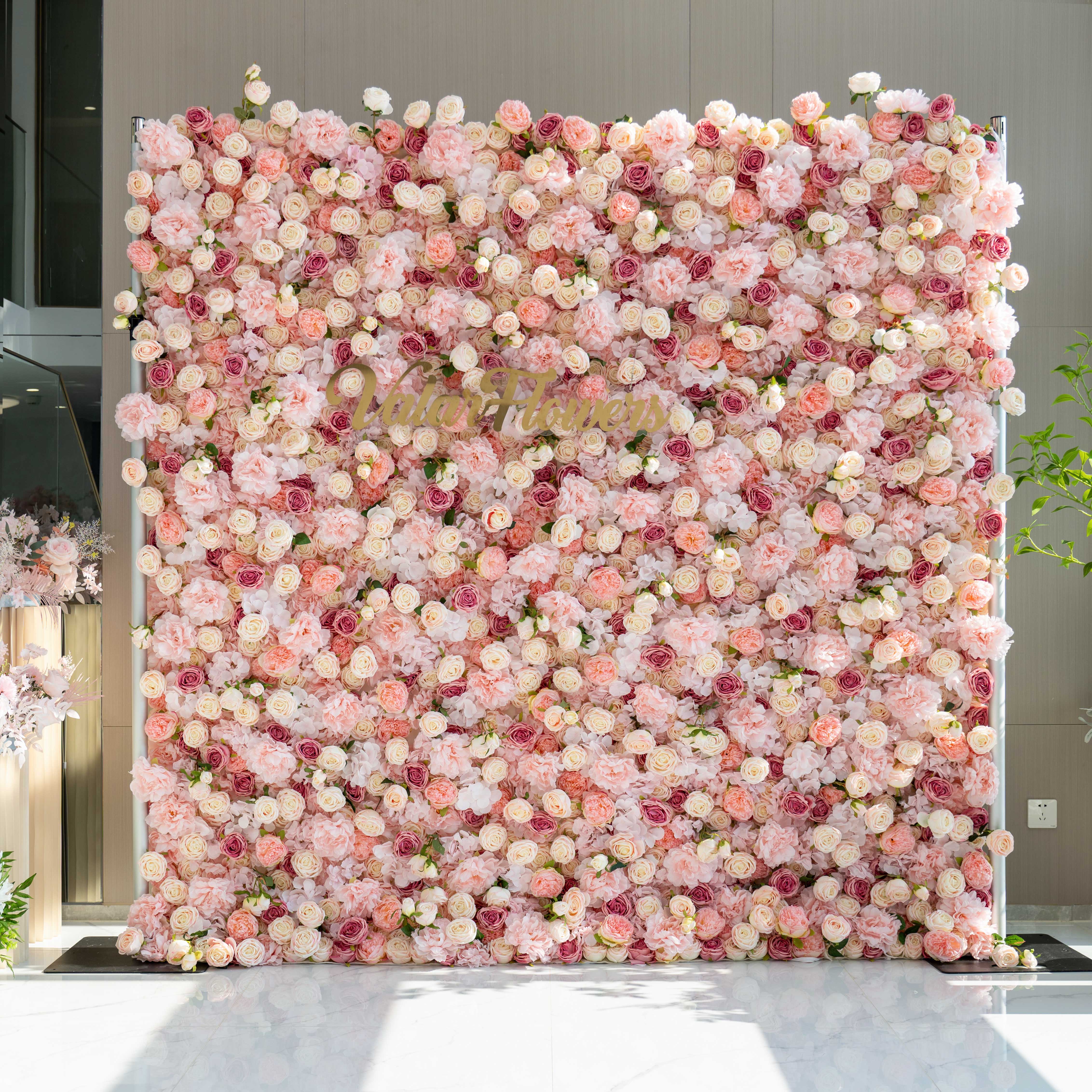 5D Roll-Up Artificial Silk Flower Wall Backdrop | Perfect Floral Decoration for Wedding Reception, Venue Decor, and Event Planners VF-503